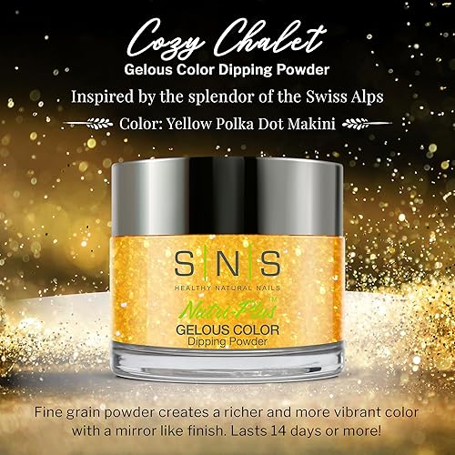 Miniatura 75 de SNS Polvo de inmersión de uñas, polvo de inmersión de color geloso, champán jacuzzi (vino, borgoña, brillantina), color de uñas de larga duración