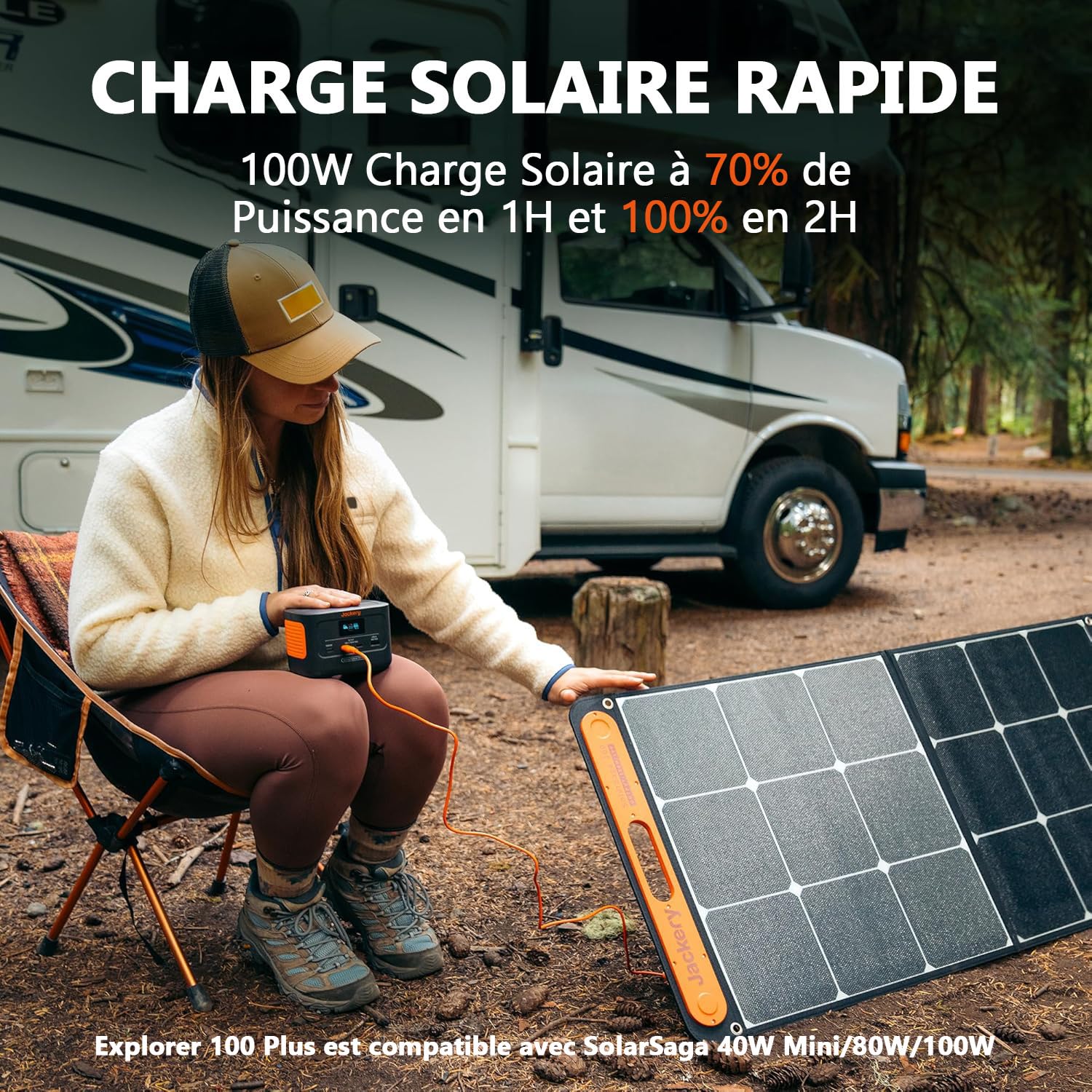 Jackery Mini Générateur Électrique Portable, 99Wh/31000mAh Batterie LiFeP04, 3 Portes USB-A/C 128W Sortie Max, Explorer 100Plus Batterie Externe de Secours pour Extérieur, Camping, Voyage, Jardin