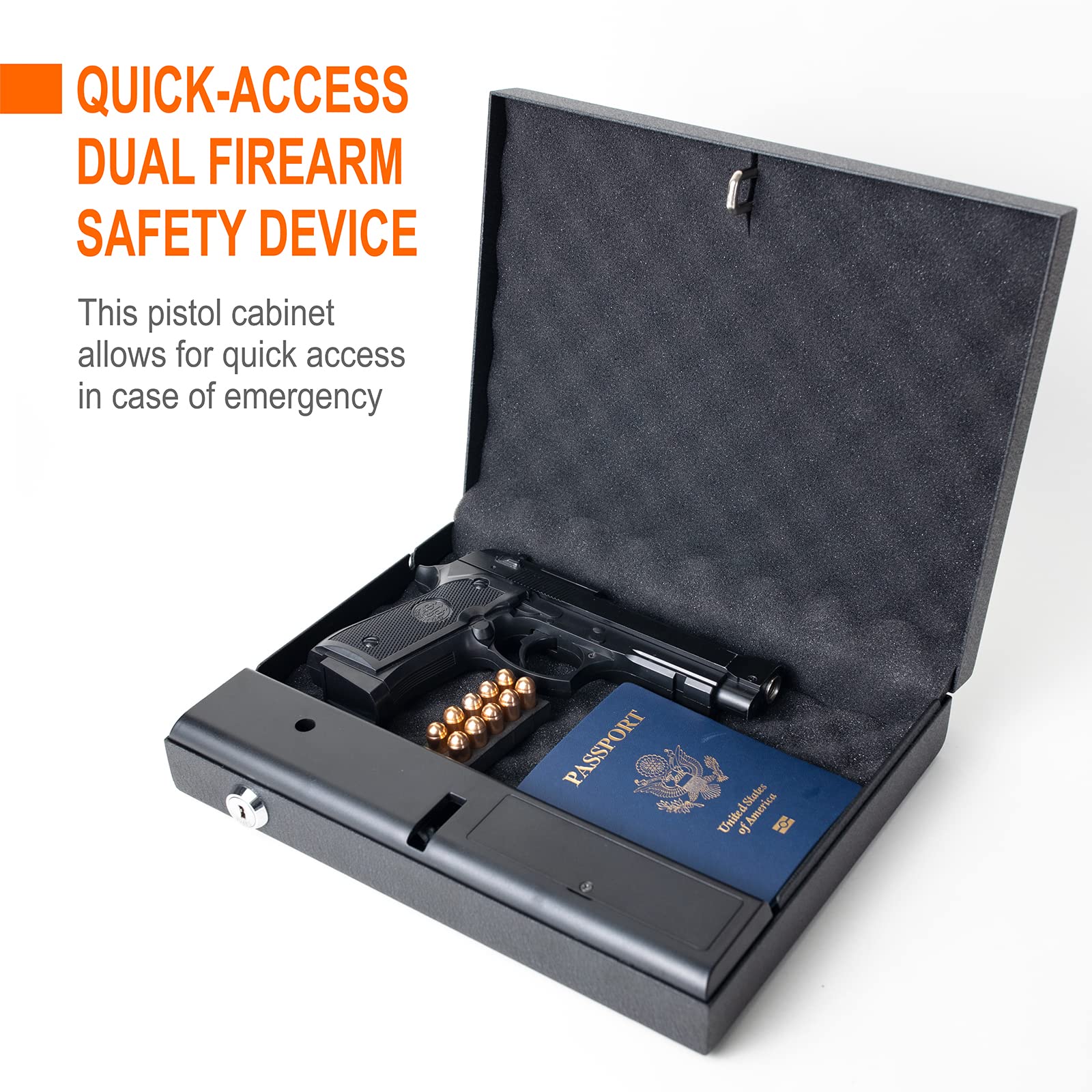 Z ZLJUAN Portable Gun Safe Box for Pistols, Pistols Safes, Gun Safes, Quick-Access Handgun Safe with Biometric Fingerprint&Digital Key Pad for Nightstand&Car&Home&Office