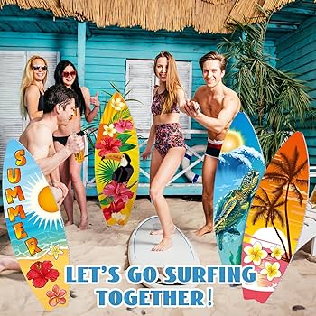 Amazon.com: Silipull 4 Pcs Surfboard Beach Signs 28 Inch Summer