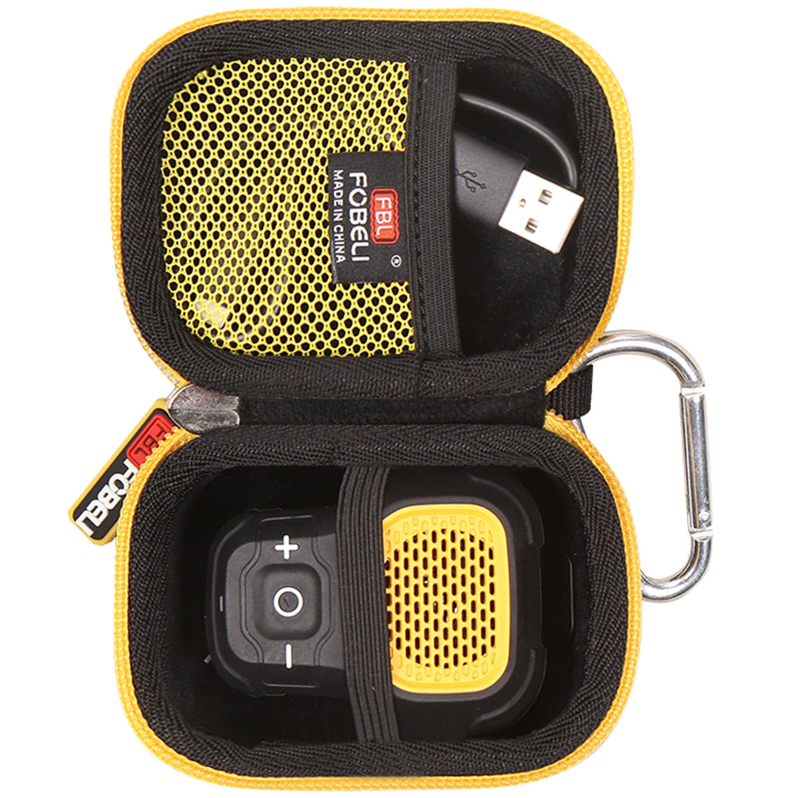 FBLFOBELI Hard Case Compatible with DEWALT Jobsite Pro Wearable Bluetooth Speaker, also fits for Noxgear 39g Wearable Bluetooth Speaker, Magnetic Clip-On Mini Speaker Storage (Yellow)