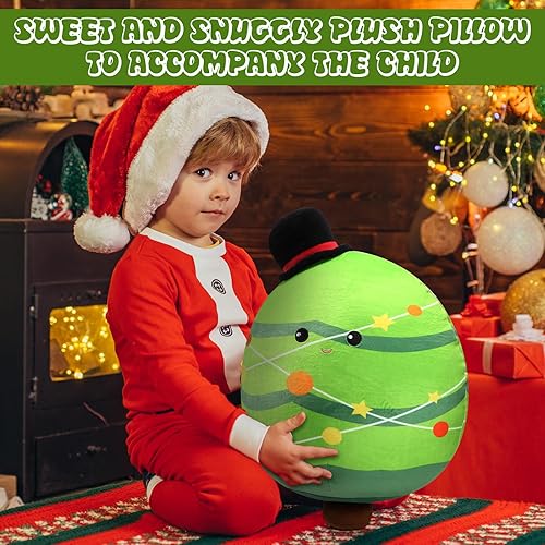 Miniatura 6 de Huwena Almohada de felpa de árbol de Navidad de 14 pulgadas, almohada de peluche suave para abrazar, cojín grande de Navidad para el hogar,