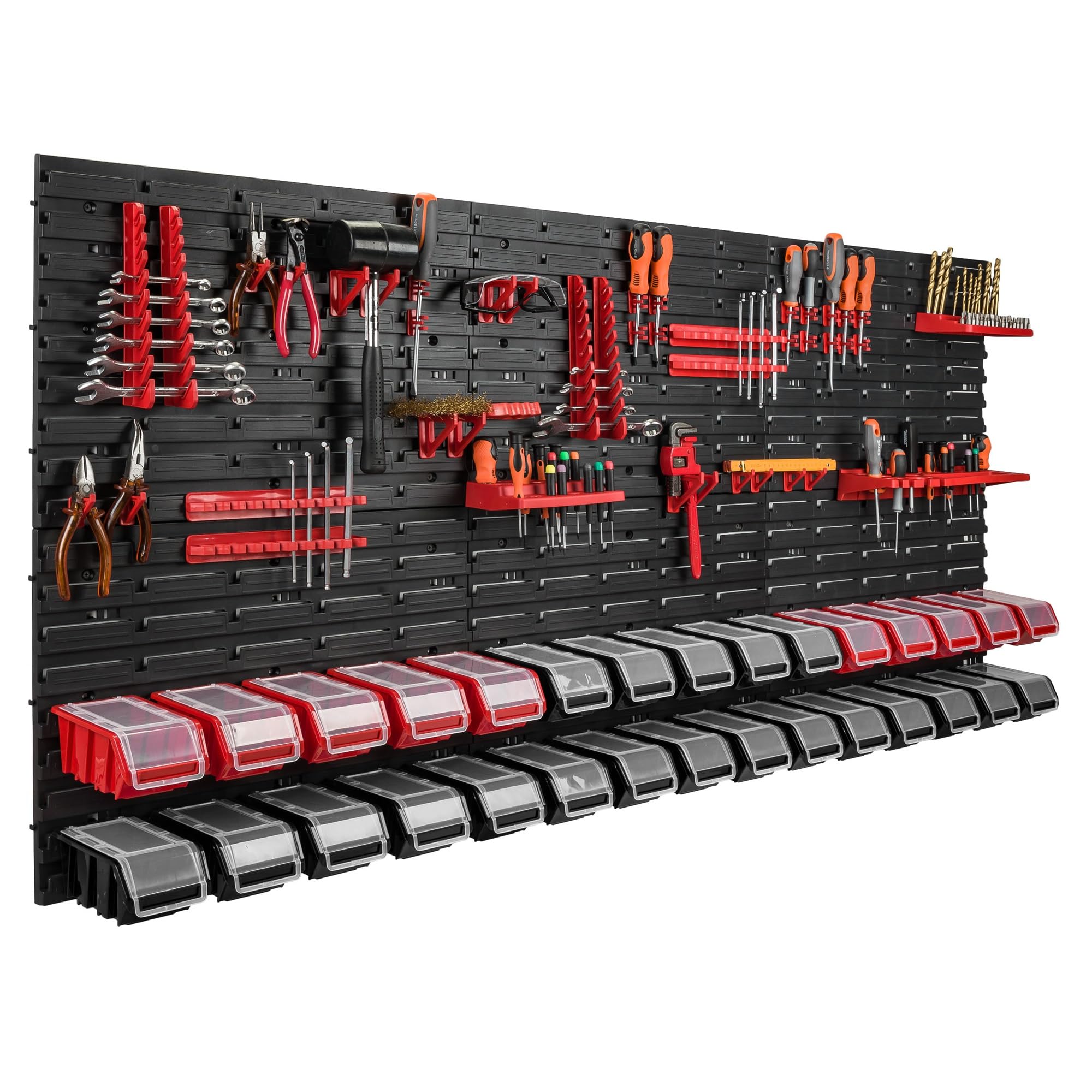 178 x 78 cm Wandregal 30 Sichtlagerkästen Deckel Werkzeughalter Stapelboxen Werkstatt Werkbank
