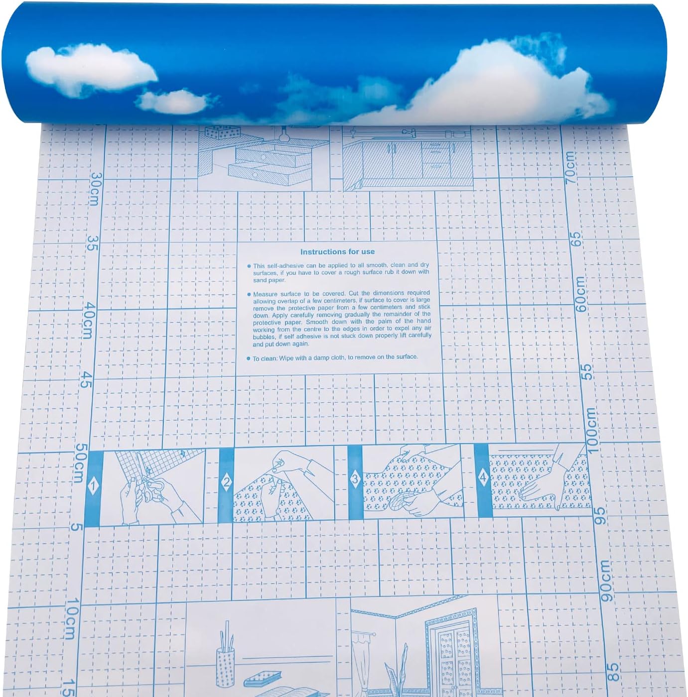 Yifely Blue Sky White Clound Shelf Liner Paper Self Adhesive Vinyl Wallpaper for Bedroom Living Room 17x118 Inch