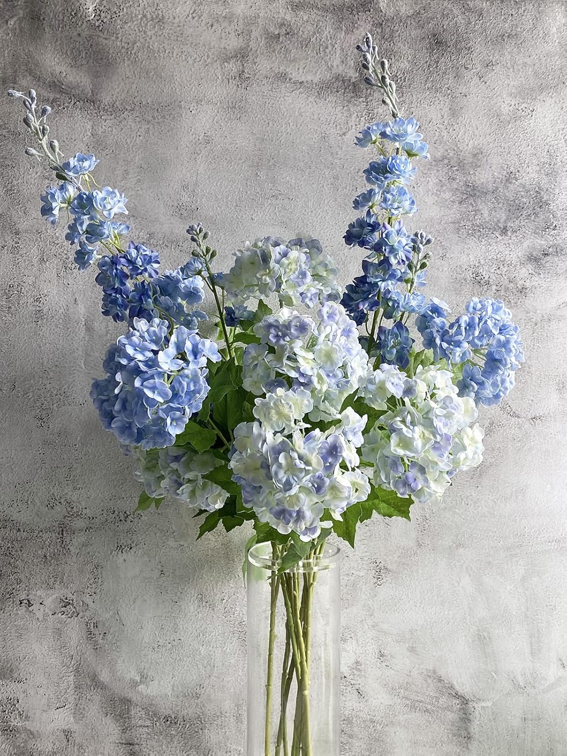 YalzoneMet 4 Pcs Artificial Snowball Viburnum Hydrangea Flower 26.8'' Blue Small Real Touch Faux Latex Long Stem for Christmas Home Decoration Xmas Table - Image 7