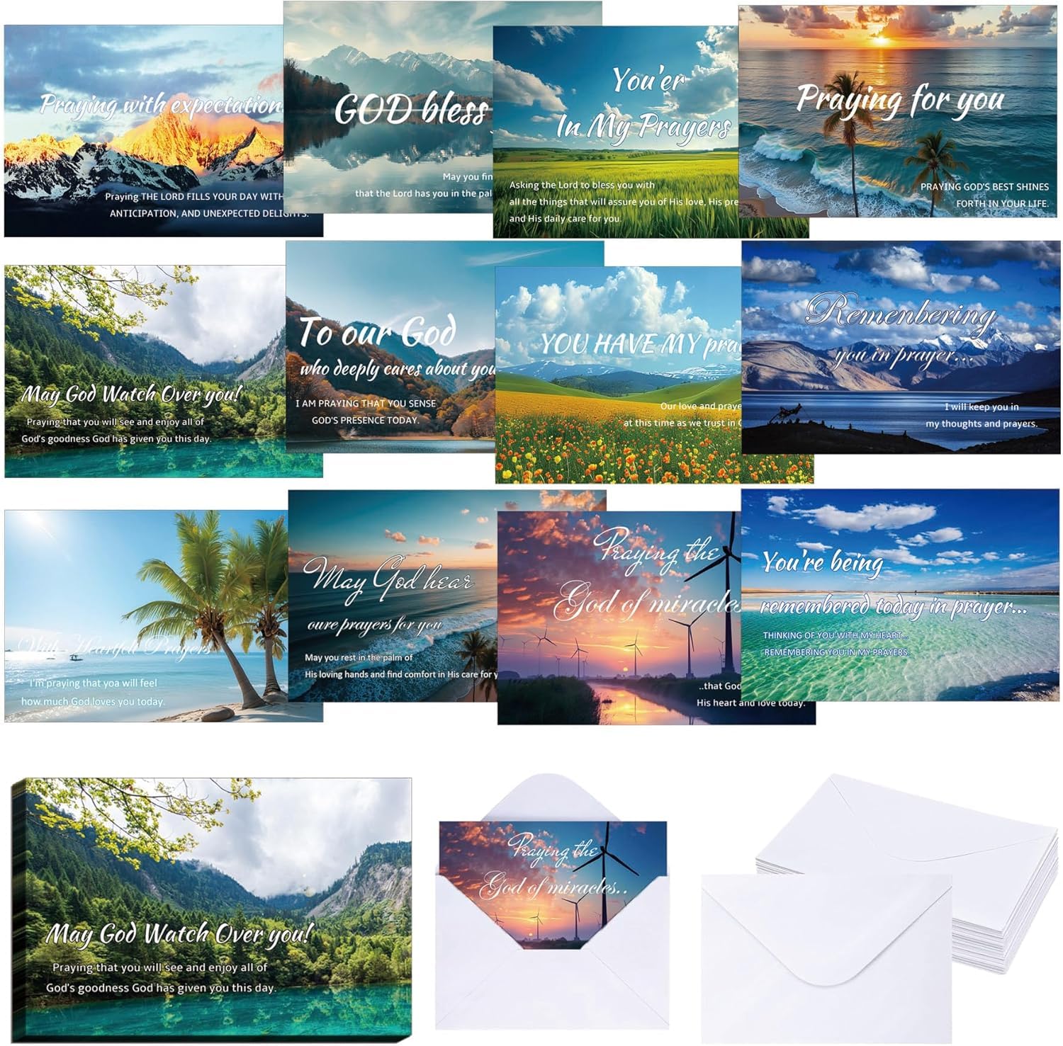 36 Set Praying for You Greeting Cards with Envelope Religious Encouragement