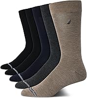 Nautica Men's 5-Pack Breathable Dress Crew Socks - Comfort Stretch for Business Formal Wear, Sizes 6-12.5