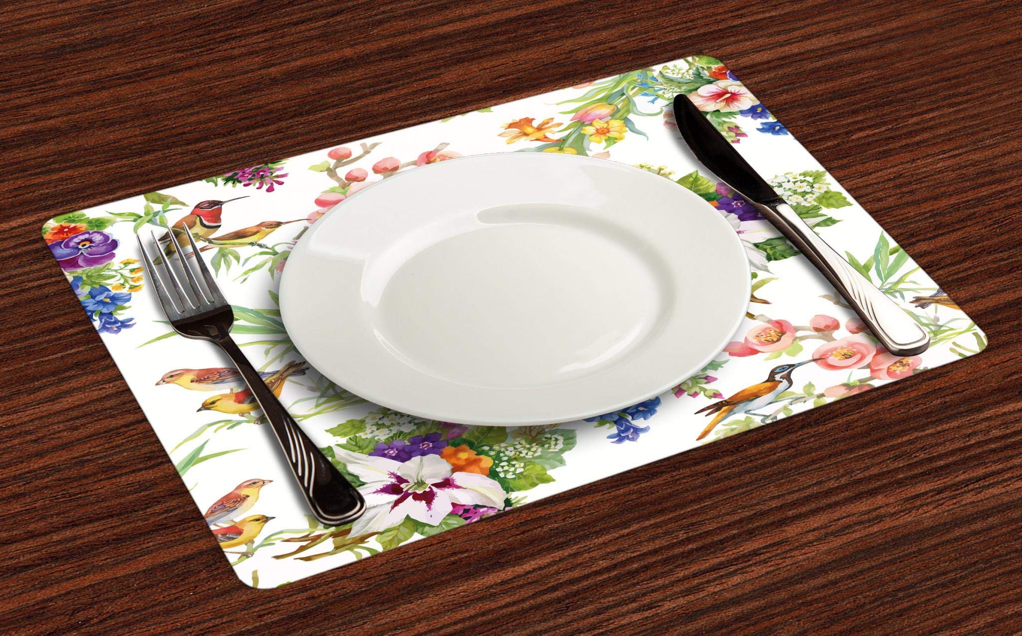 Set Di 4 Tovagliette Americane ABAKUHAUS Gufo Notte | Impermeabili E Lavabili In Lavatrice | 45x30 Cm In Tessuto Poliestere - 4