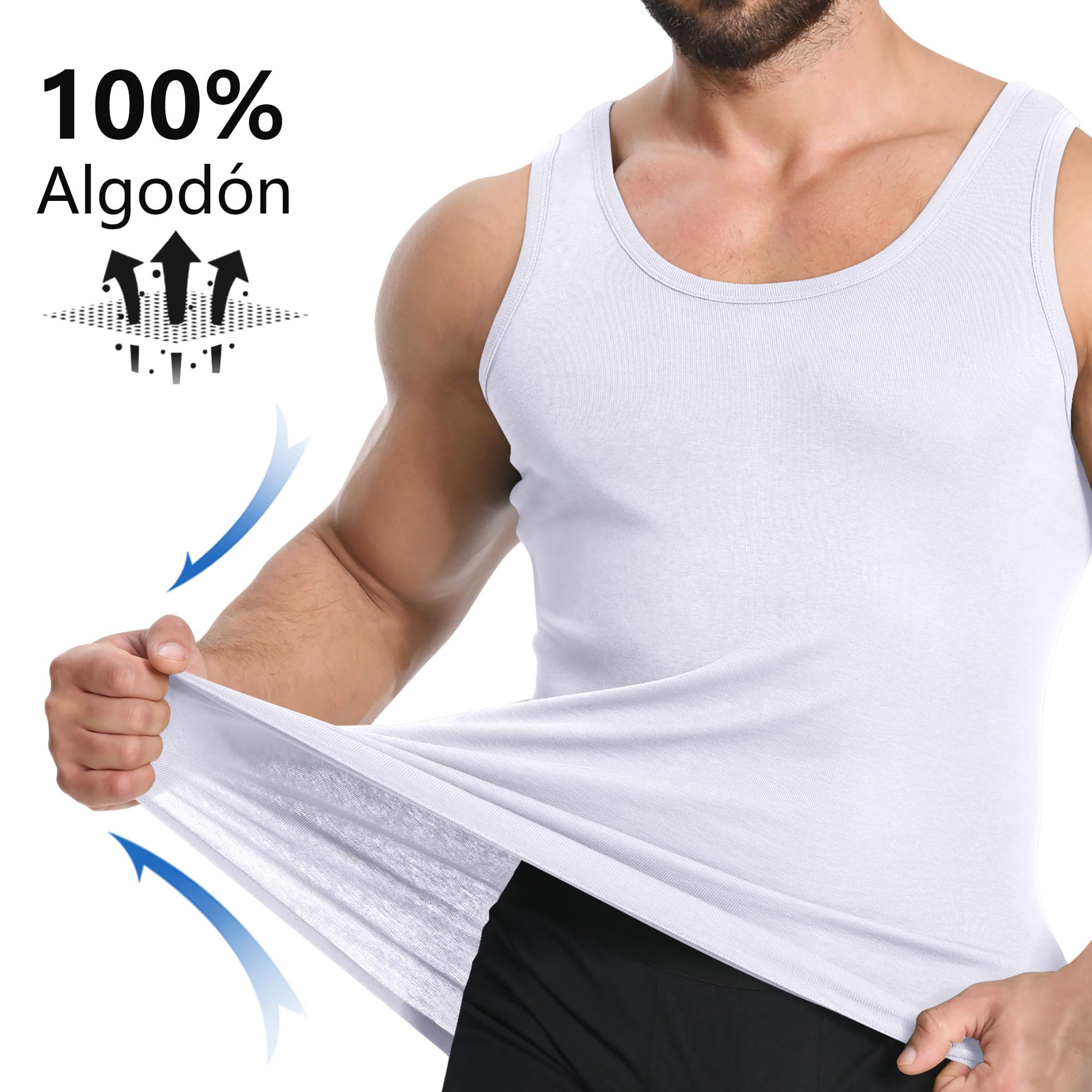 YOUCHAN Pack de 3 Camisetas Tirantes Hombre 100% Algodón S-5XL