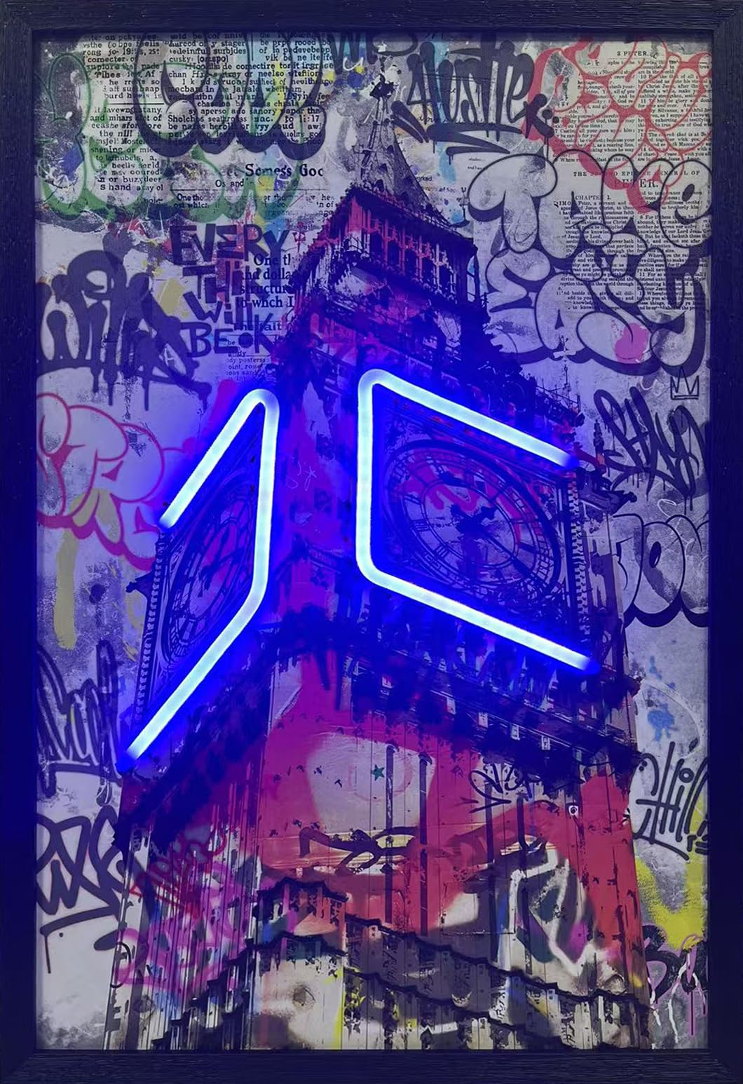 Homeluxe Multicolour Big Ben Clock Tower Neon Led Wall Art 40X60 Cm