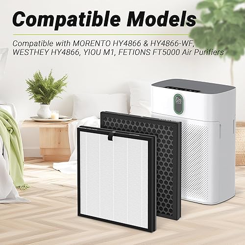 Miniatura 2 de HY4866 - Filtro de repuesto de alta calidad compatible con purificador de aire Morento HY4866 Westhey HY4866 y YIOU M1, 2 paquetes