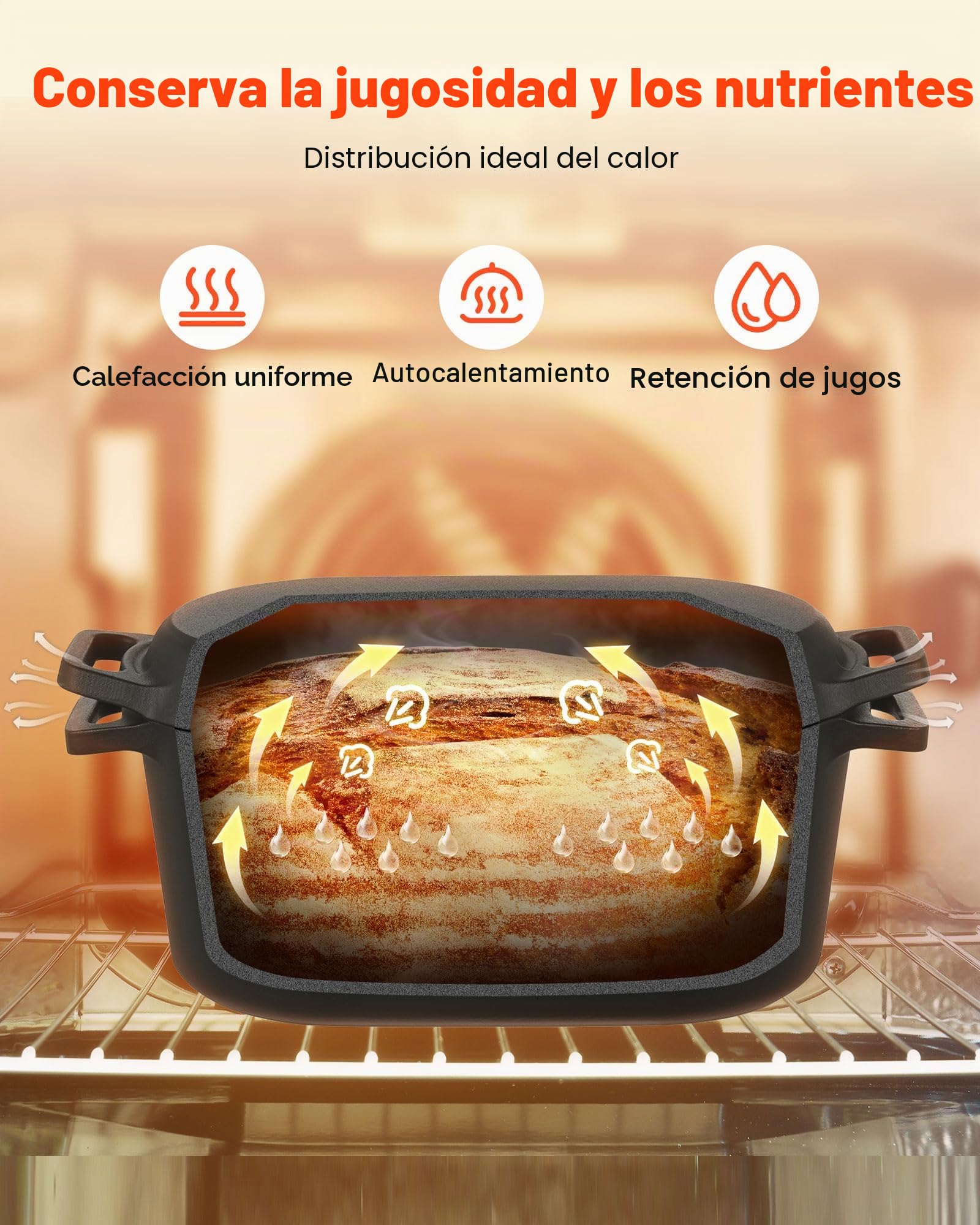 VEVOR Horno Holandés de Hierro Fundido Esmaltado de 3,31 L, para Hornear Pan de Masa Madre, Olla Robusta con Tapa y Asas, hasta 260 °C, para Guisos, Cocinar y Freír, Negro, 330 x 170 x 150 mm