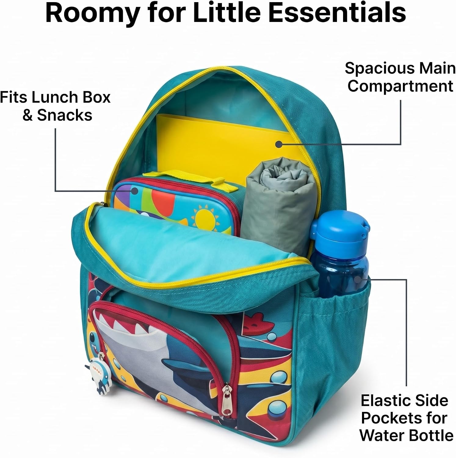 Shark Backpack, Lunch Bag and Fanny Pack Set for Boys, 3 Piece Kids Back to School and Travel Set image 2