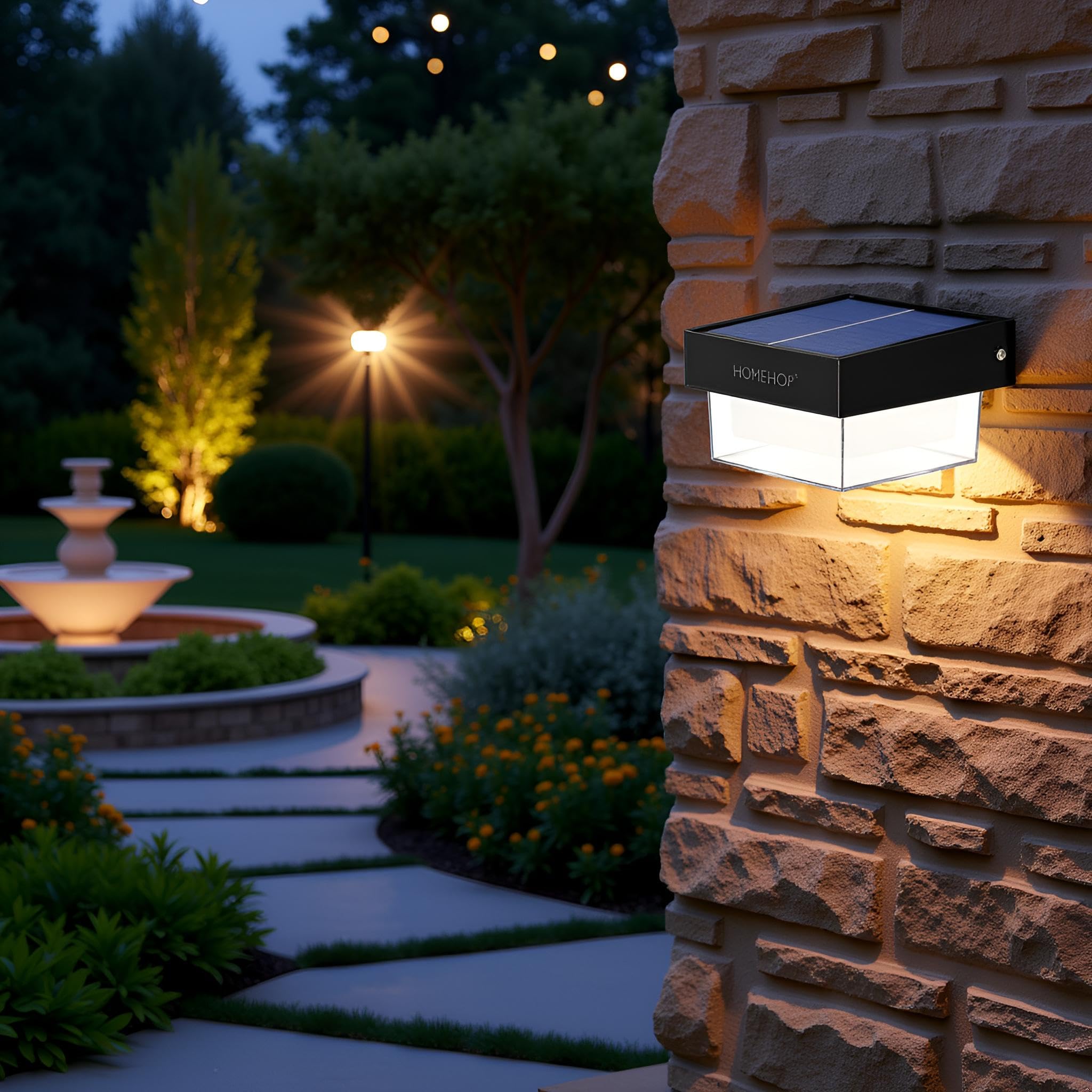 Homehop Solar Outdoor Lights Waterproof Decorative LED Solar Wall Lamp for Garden, Balcony, Home,Scone, and Courtyard Automatic with Three Modes (ABS)-image-33