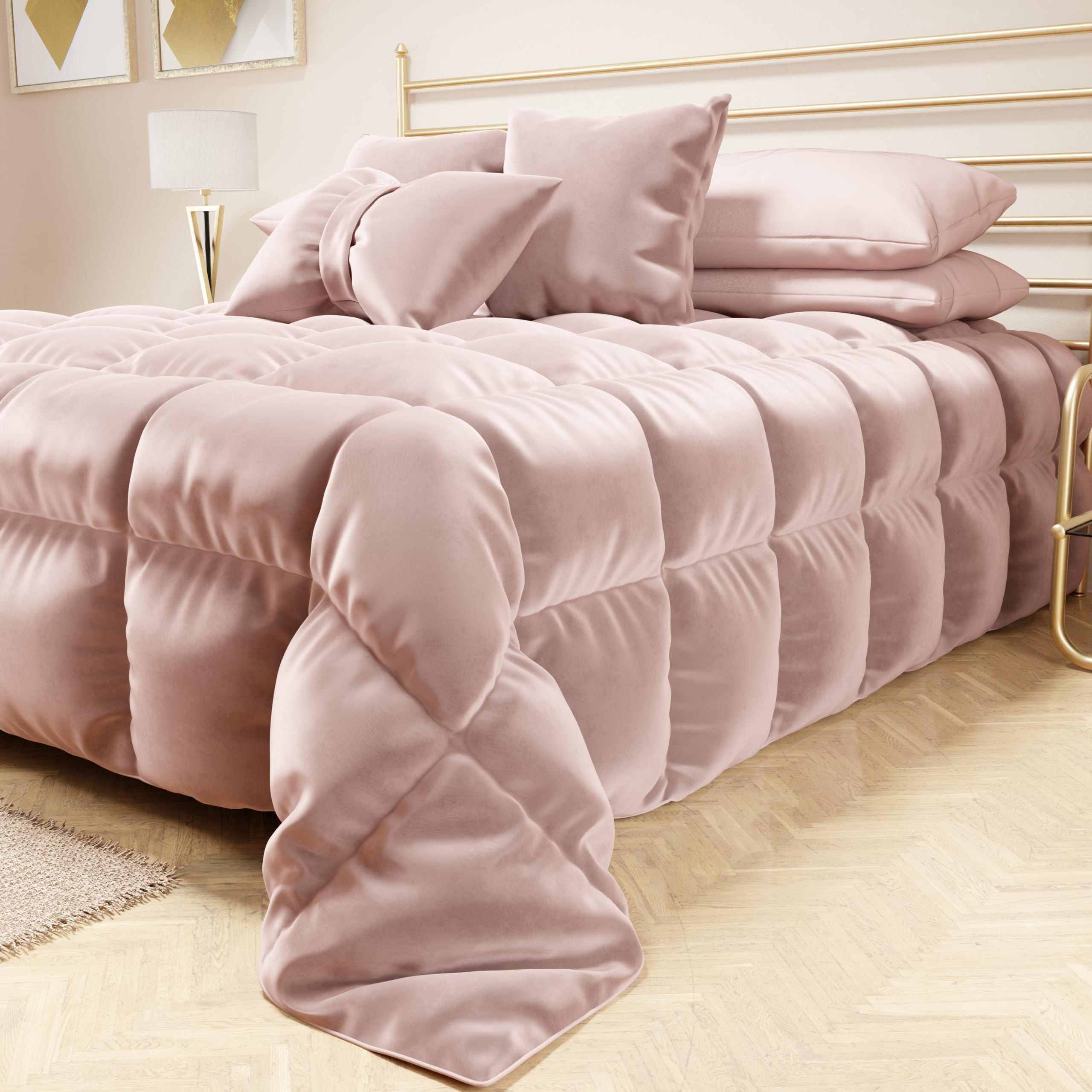 PETTI Artigiani Italiani - Trapunta Invernale Piazza e Mezza 220x260 cm in Velluto, Copriletto Piumone Double Face Anallergico 350 g/m², Trapunta Calda per Letto, Cipria, Made in Italy