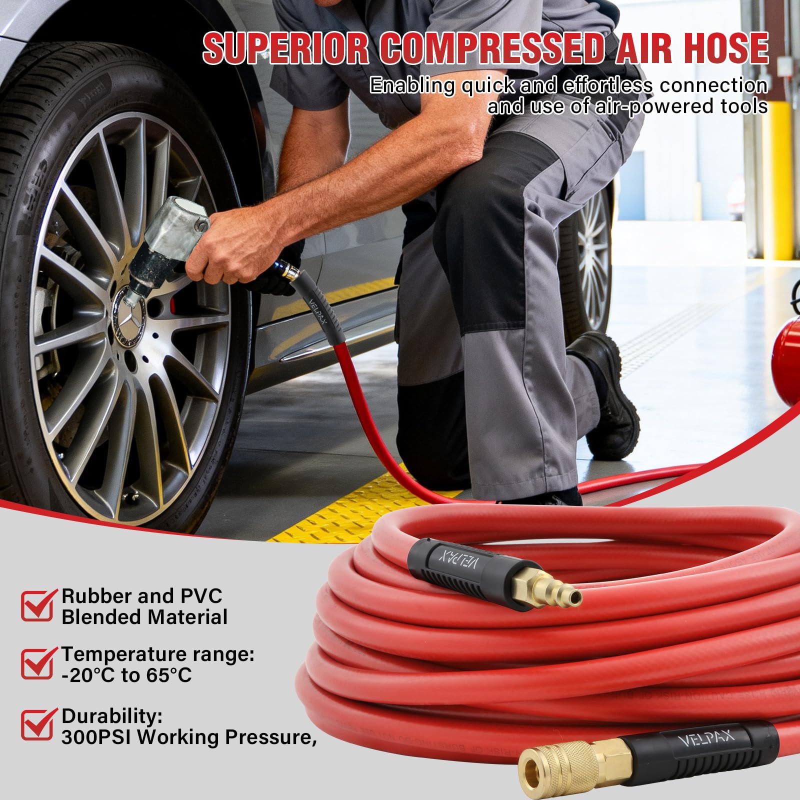 Hybrid Air Hose, 9.5mm I.D. x 15mm O.D. by 10m, 300 PSI Working Pressure - Image 6