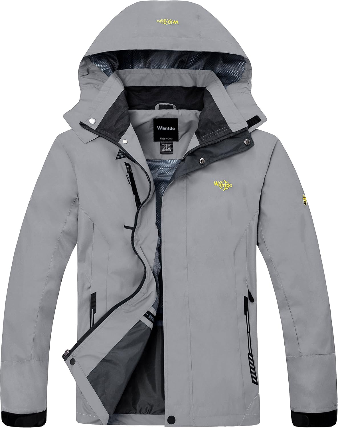 Wantdo Men's Rain Jacket Breathable Hiking Coat Mountain Insulated Windbreaker