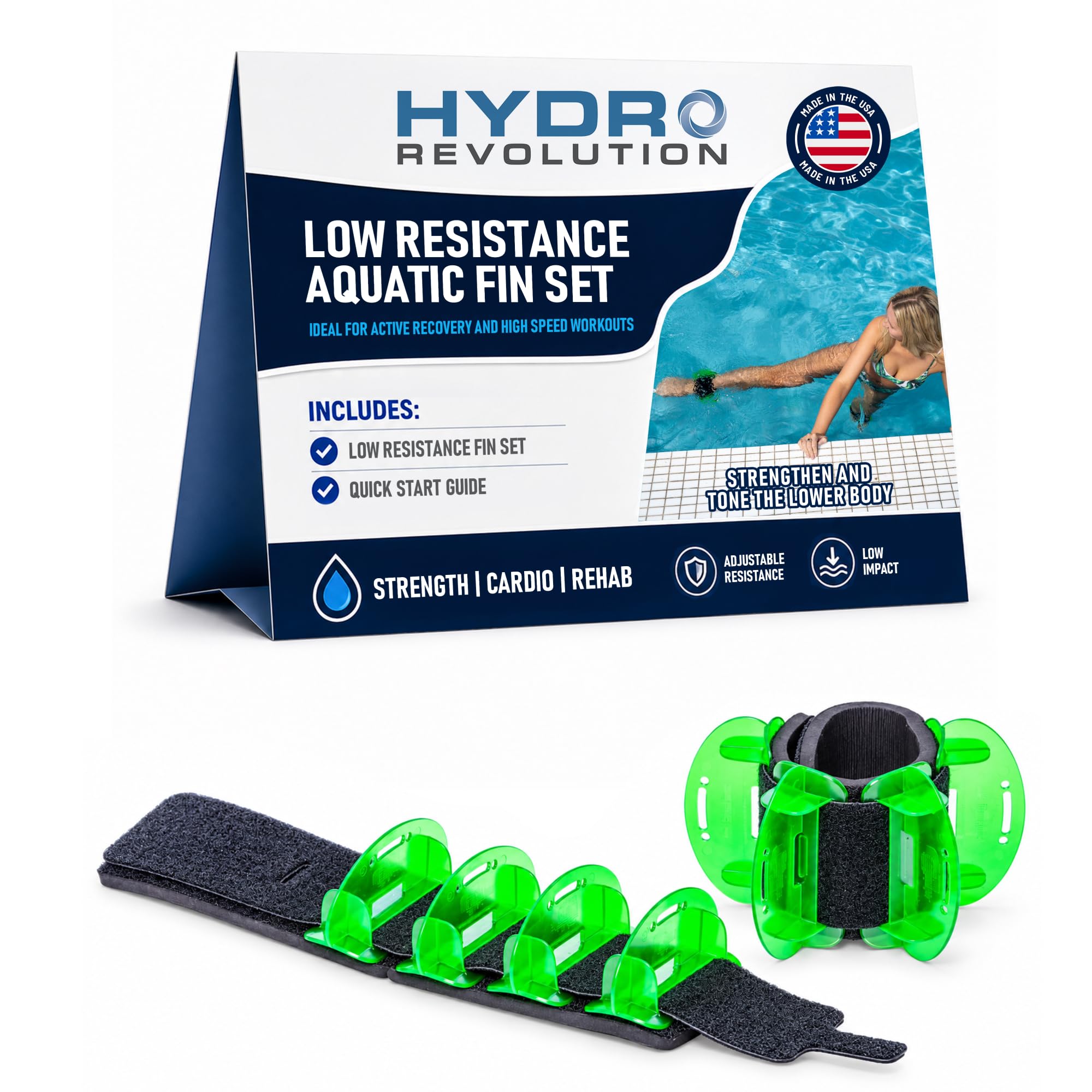 Total Body Pool Weights for Water Exercise Bundle, Polycarbonate Upper Body Bells &amp; Padded Lower Body Fins, Aqua Therapy, Pool Exercise, Water Aerobics, Color Indicate Resistance Level