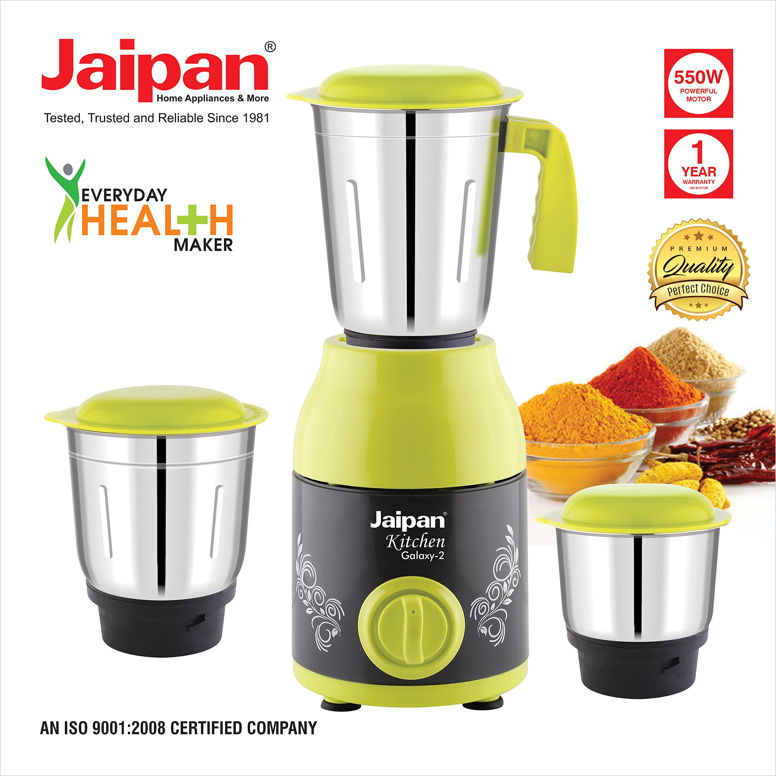 Buy Jaipan Kitchen Galaxy Mixer Grinder 550 Watt with 3 Jar,Turbo