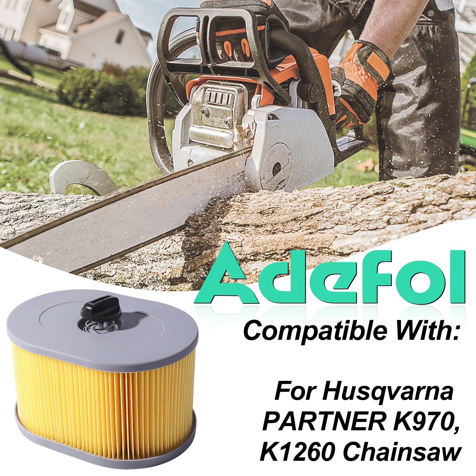 Adefol Filtro de aire Kit para Husqvarna PARTNER K970, K1260 Motosierra, Filtro de aire avce Junta de aceite, Kit de reparación, Filtro de aceite, Reemplazo 510244103