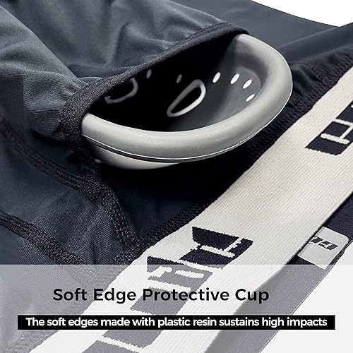 Miniatura 2 de COOLOMG Pantalones cortos de compresión para niños y jóvenes, con copa protectora, ropa interior deslizante para béisbol, fútbol, lacrosse hockey