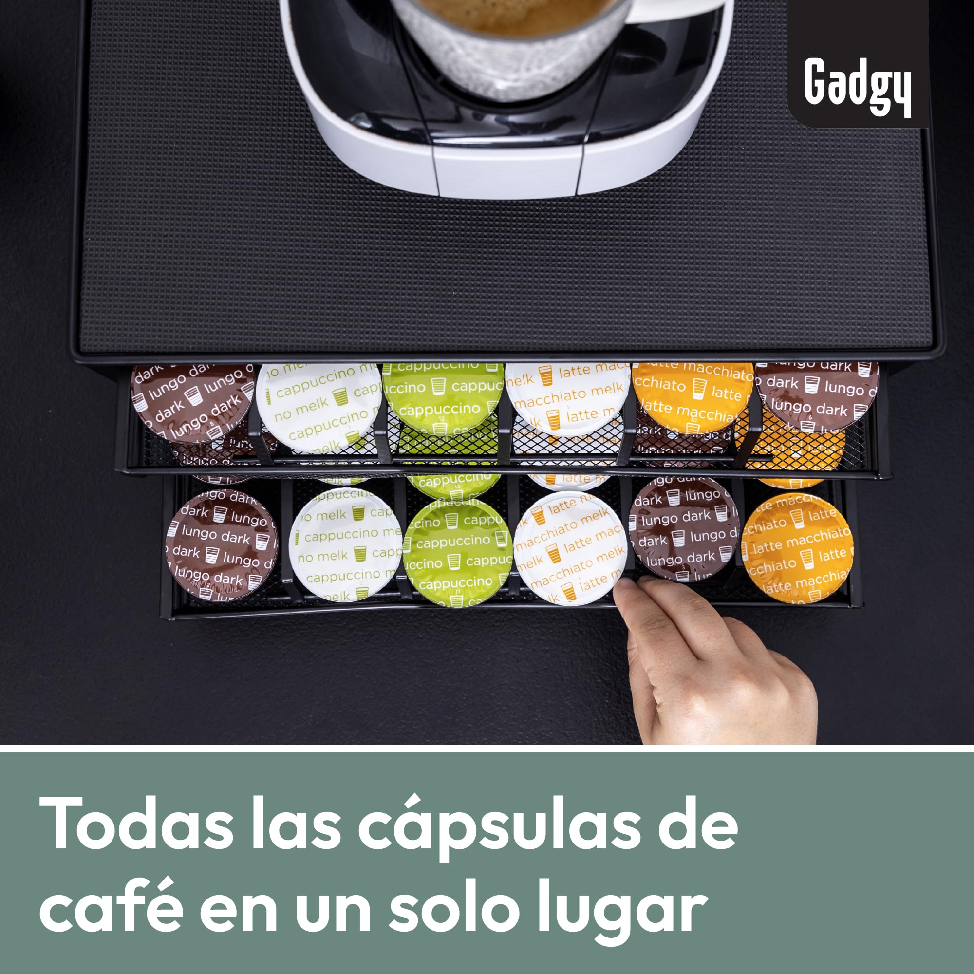 Gadgy Porta Cápsulas Dolce Gusto – Organizador para 72 Cápsulas, Metal Negro, Antideslizante y Resistente a Golpes, Portacápsulas para Café