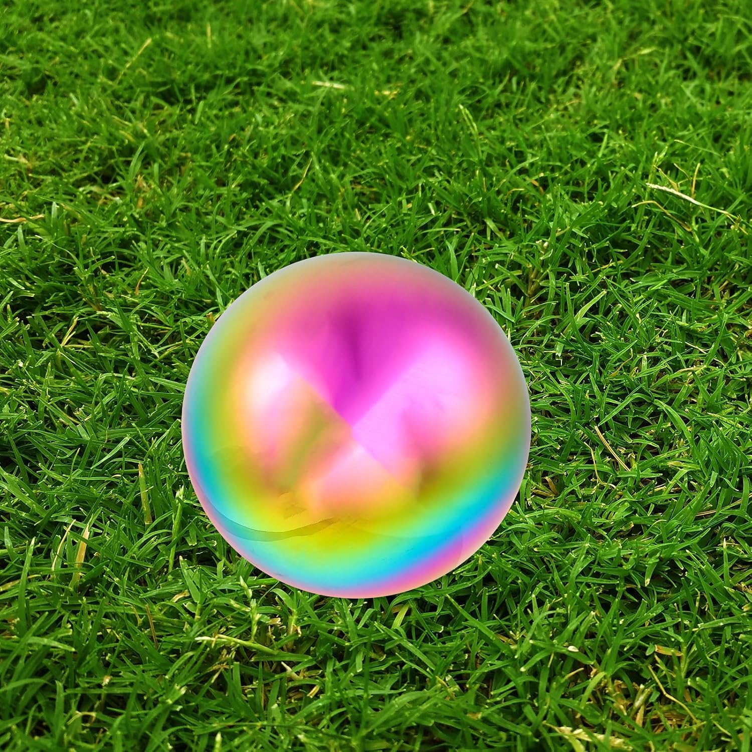 DECHOUS Stainless Steel Gazing Globe 8 Inch Rainbow Gazing Mirror Ball, Gazing Globe Reflective Garden Sphere Gazing Ball for Garden Ornament Home Decor