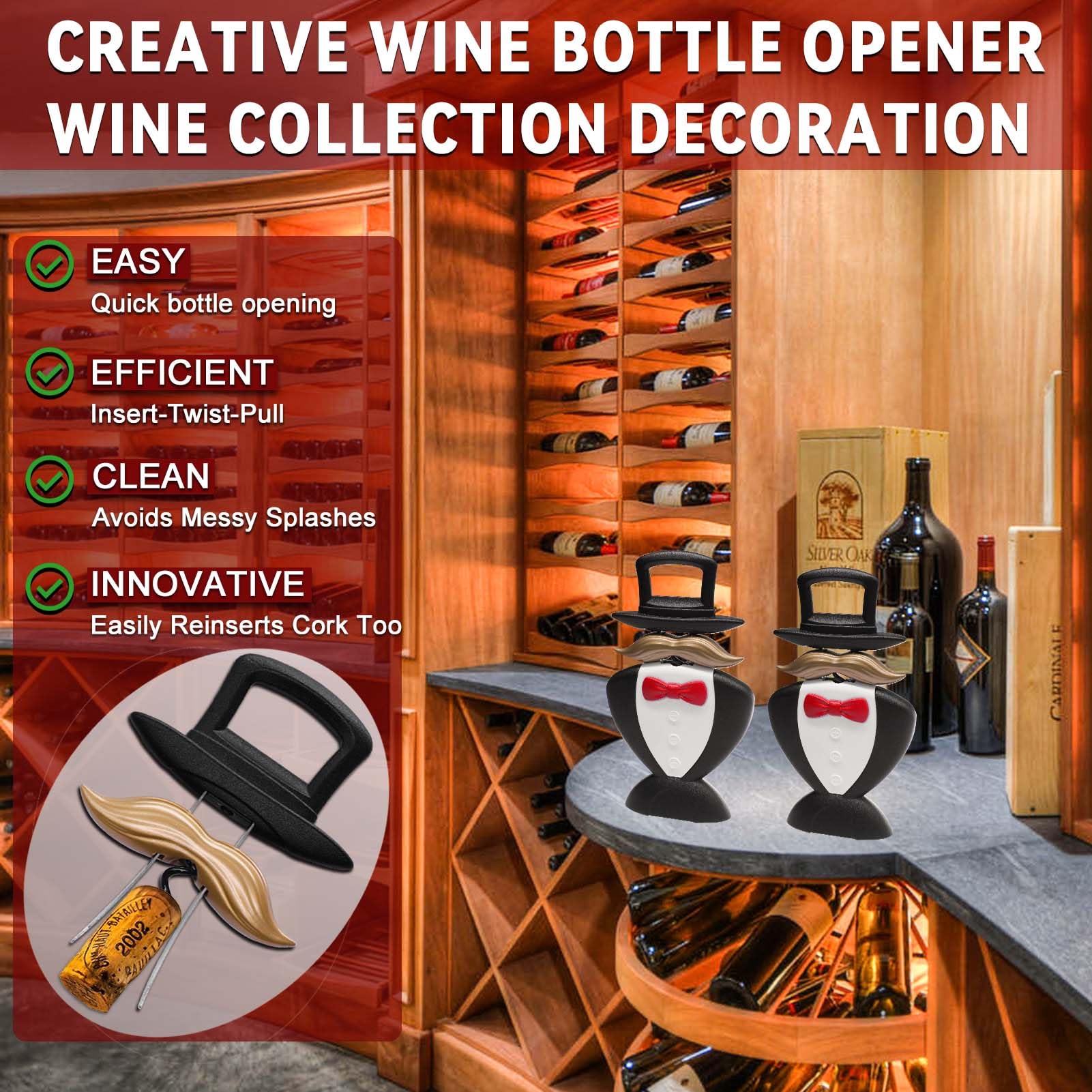 ZONSUSE Ouvre-bouteille Ao So Style Gentleman Anglais, Tire bouchon à Vin Gentleman,Tire-Bouchon Bilame pour Bouchons Fragiles de Vieux Vins,Idee Cadeau pour Collectionneurs de Vin