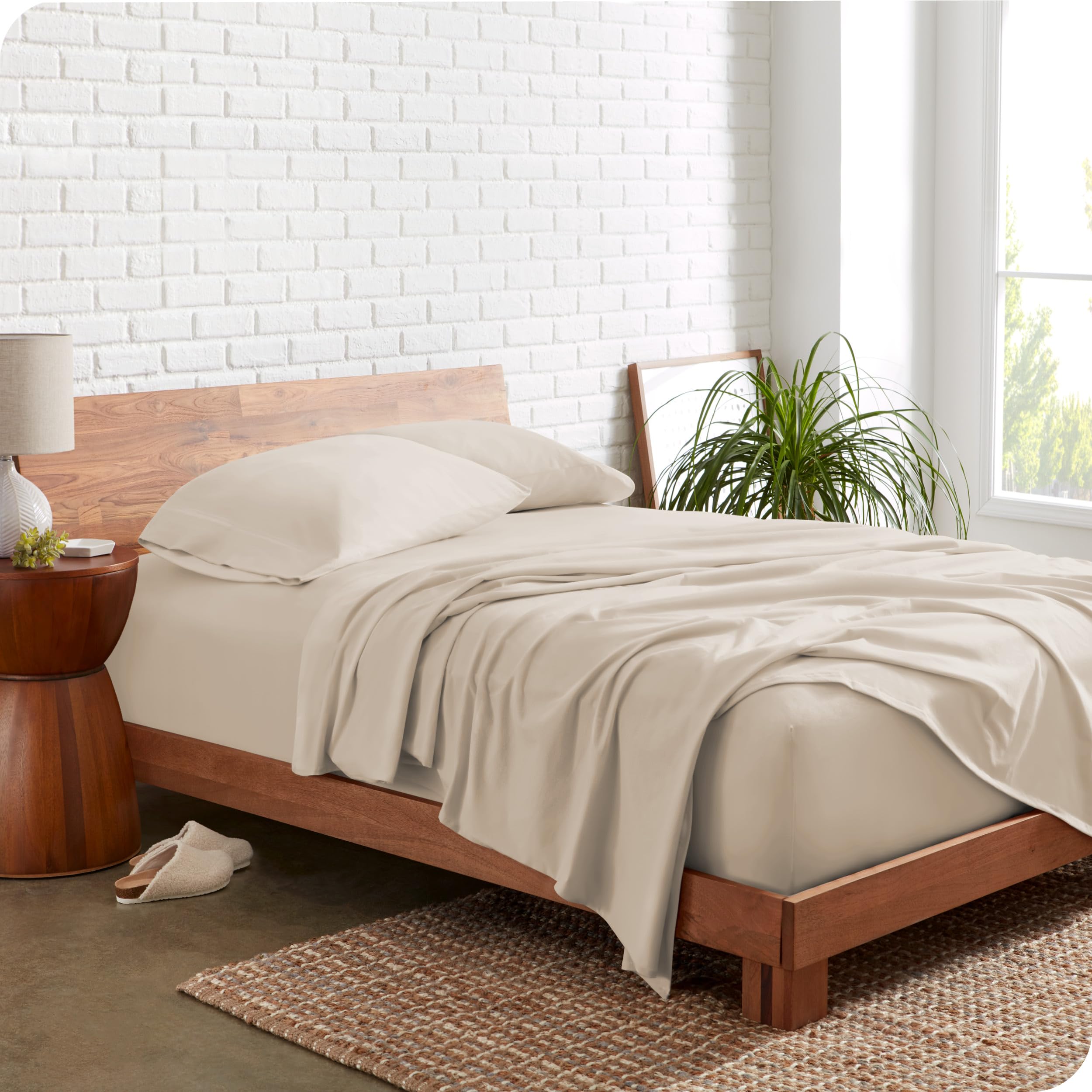 Bare Home 100% Organic Cotton Jersey Sheet Set, Ultra Soft, 100% Cotton - Sheet Set & Pillowcase - Deep Pocket Bed Sheets (Twin XL, Sand)