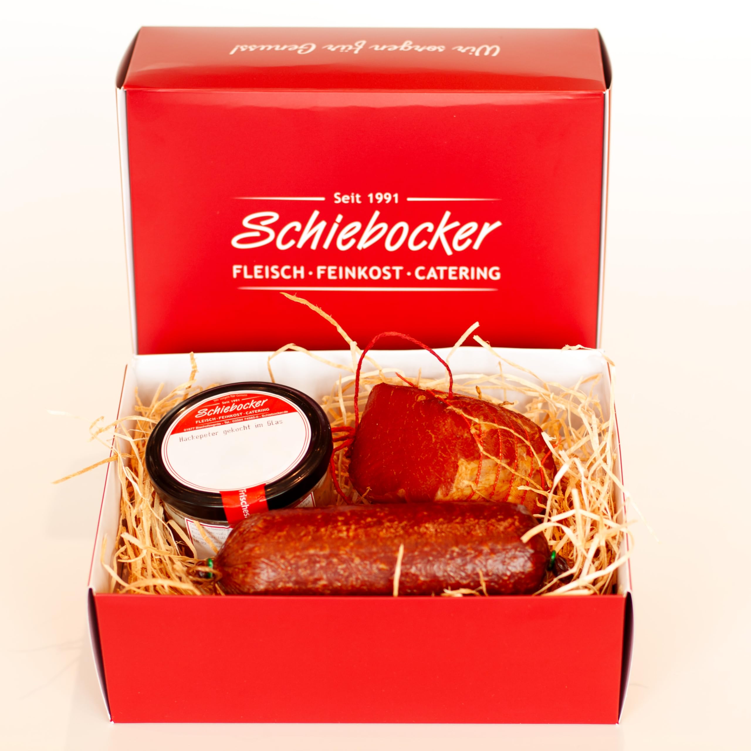 Wurstpaket Oberlausitz | Ostergeschenk Präsentkorb Edel Salami & geräucherter Schinken am Stück | Fresskorb Fleisch- & Wurstwaren mit Hackepeter/Mettwurst im Glas | Geschenkkorb, Wurstgeschenk