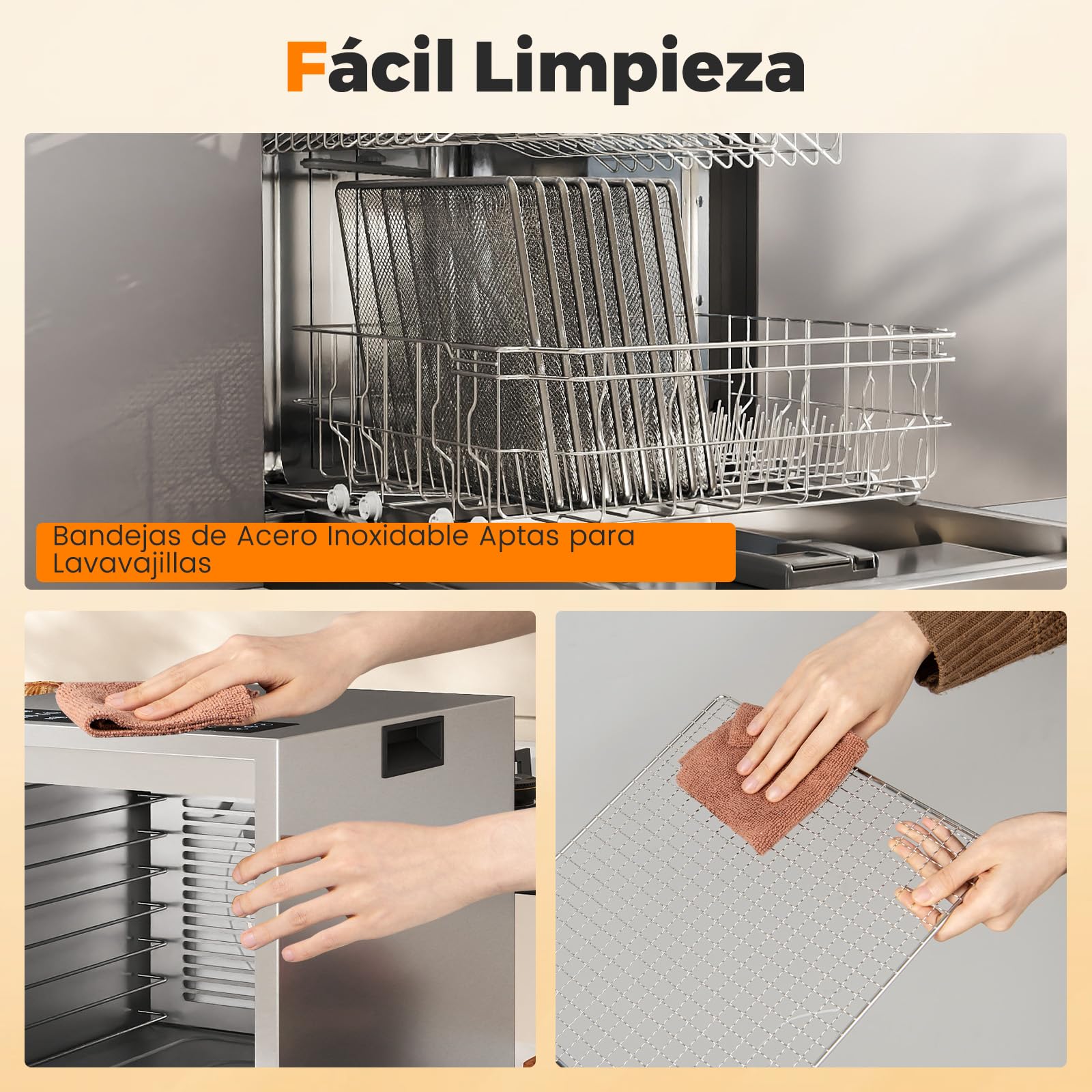 COSTWAY Deshidratador de Alimentos, 8 Bandejas de Acero Inoxidable, Liofilizadora de 850W, Temporizador de 48H, Temperatura de 35℃ a 75℃, Dehydrator