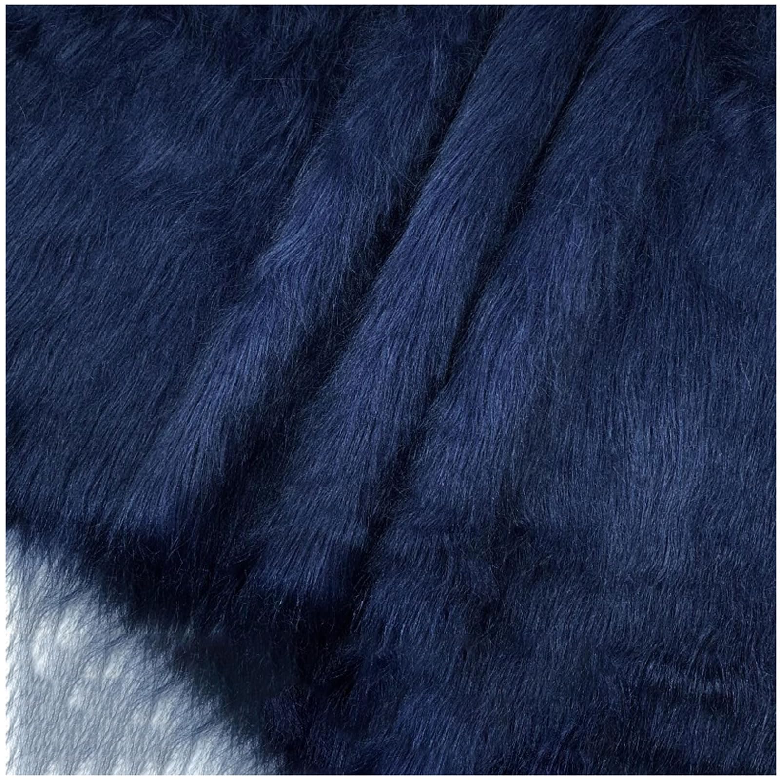YZRXD Shaggy Faux Fur Fabric Long Pile Fluffy Fake Fur Luxury Craft Material 180cm(70inch) Wide for Gnomes, Sewing, Costumes, Fursuits, Decorations(Size:1.8x1m(70x39in),Color:navy)