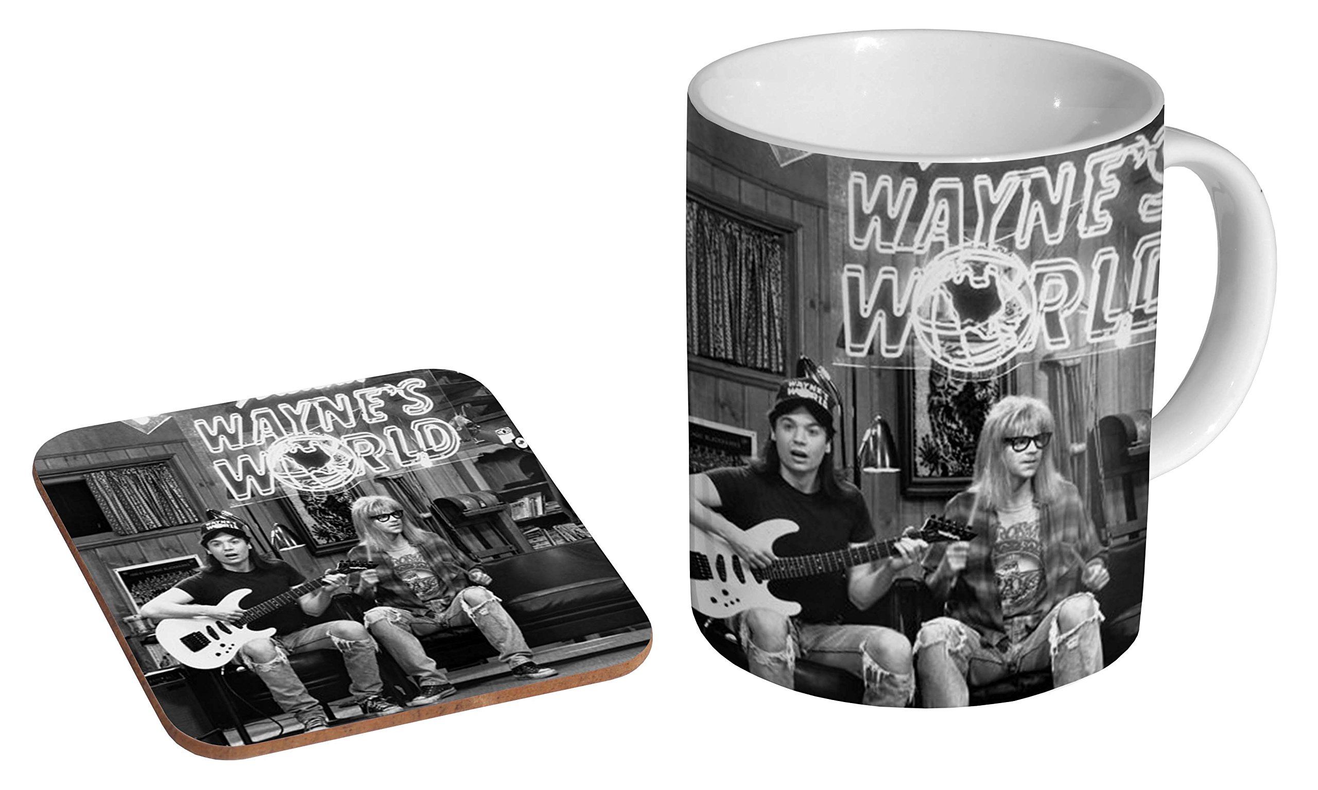 Mugmart White Wayne's World Classic Ceramic Coffee Mug + Coaster Gift Set …