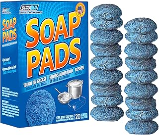 SCRUBIT 20 PK Steel Wool Soap Pads - [Updated Not-Kosher!] - Metal Scouring Cleaning Pads for Dishes, Pots and Ovens - Pre-Soaped scrubbing Pads for Easy Cleaning of Tough Kitchen Grease and Oil