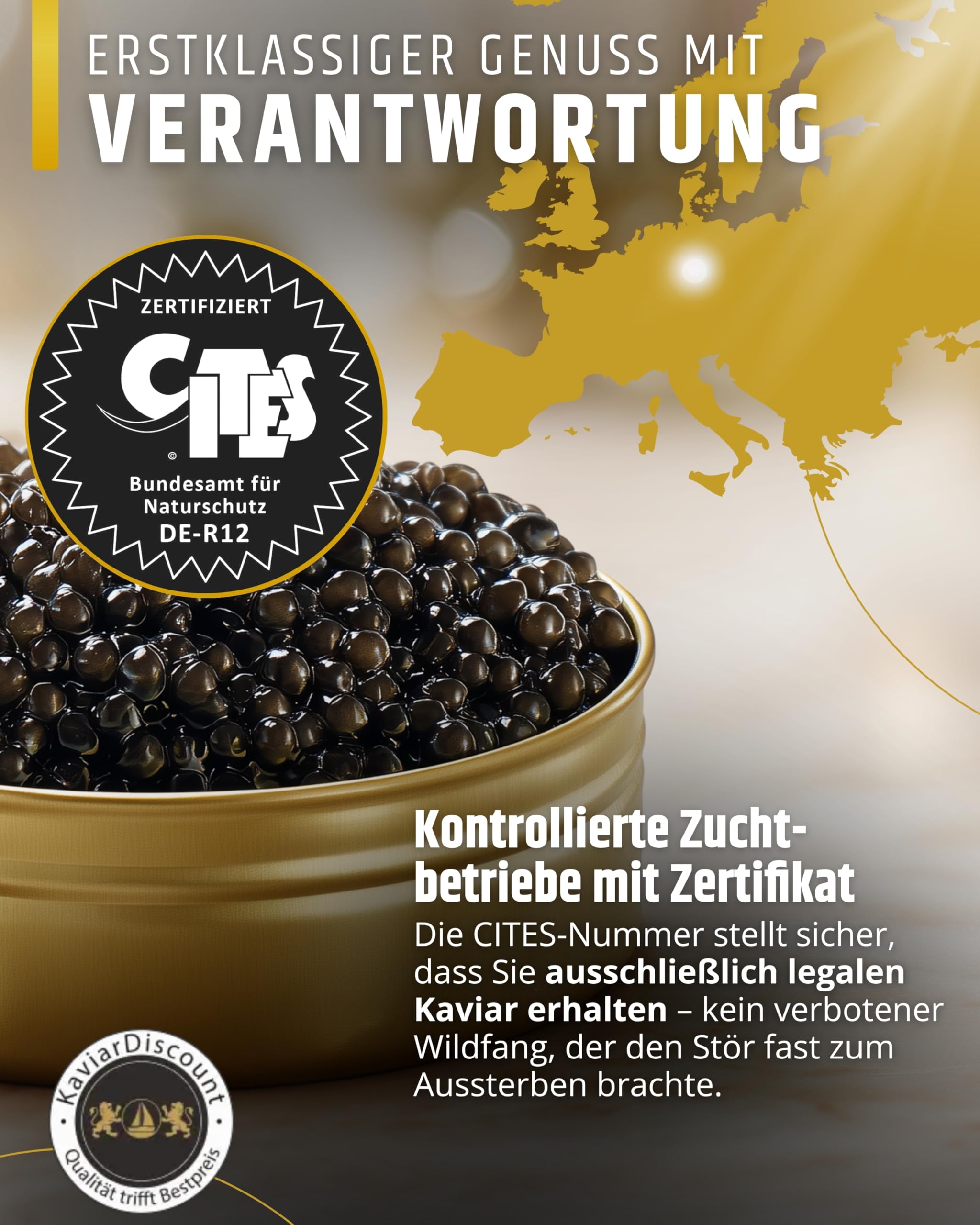 SEPEHR DAD CAVIAR Osietra Kaviar Select 30 g I mittelgroßes Korn 2,9 mm I Osietra-Caviar aus nachhaltiger Aquakultur I zart nussig & fein ausbalanciert I inkl. gratis Perlmuttlöffel