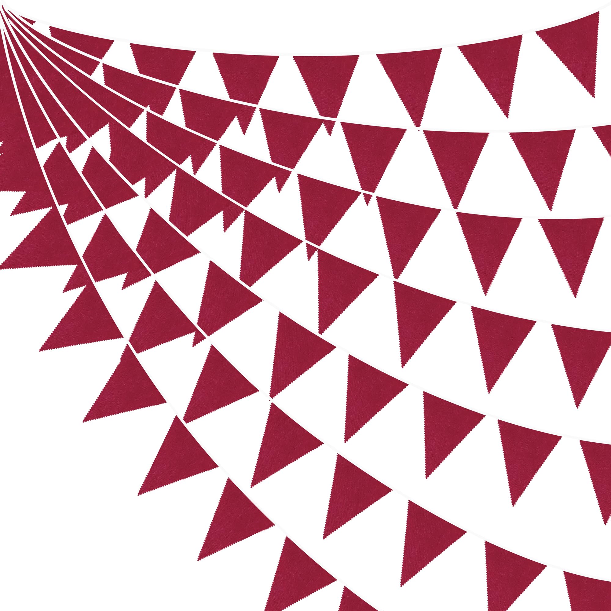 46Ft Burgundy Burlap Banner Triangle Flag Party Decorations Maroon Linen Fabric Pennant Bunting Streamer for Vintage Birthday Wedding Bridal Baby Shower Rustic Graduation Retirement Engagement Party