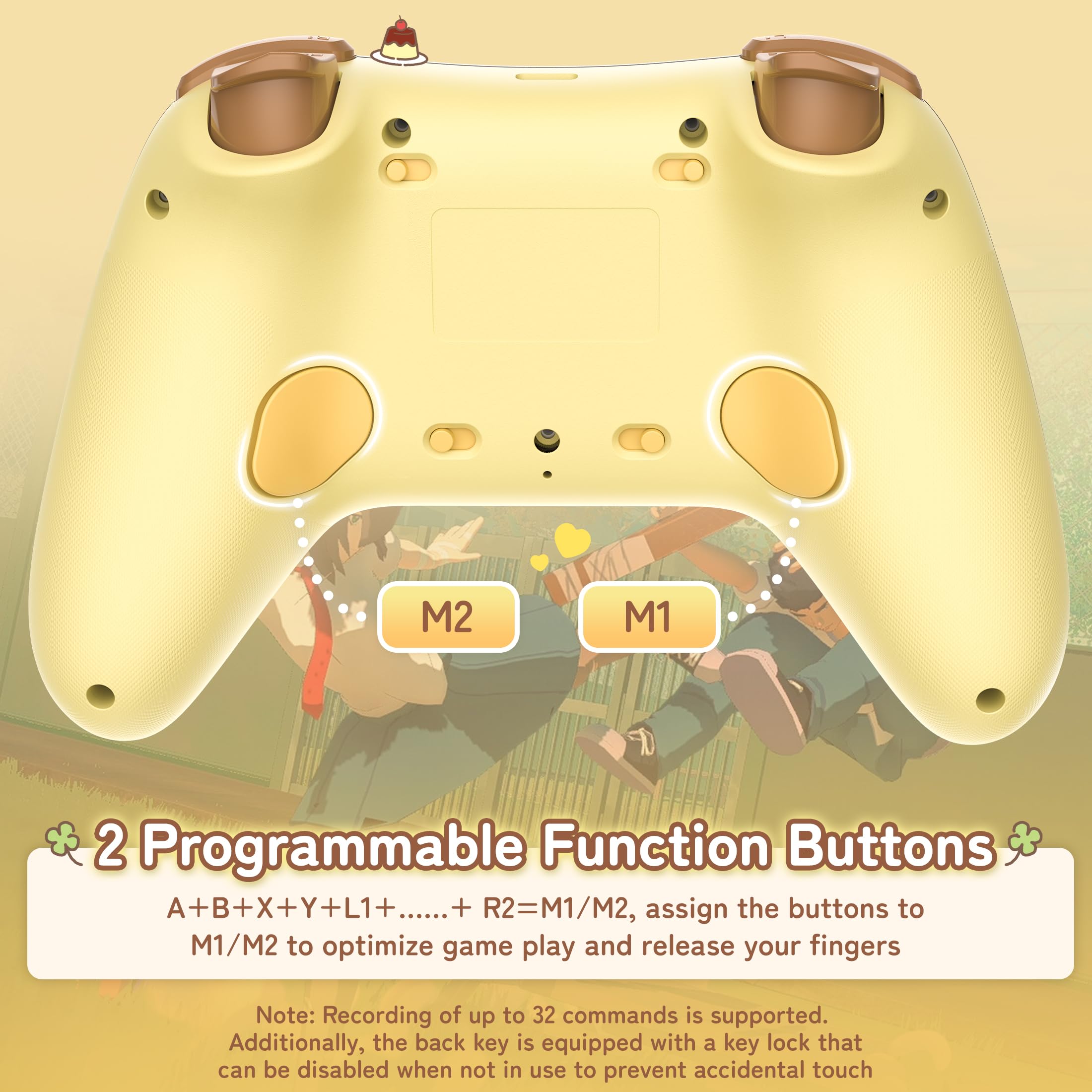 Kuitmor Controller Pro Giallo per Switch, Gamepad Wireless Carino con Effetto Hall Anti-drifting per Switch 2/Switch/OLED/Lite, PC/Steam, Android, iOS, Bluetooth + Cablato (Con Ricevitore)