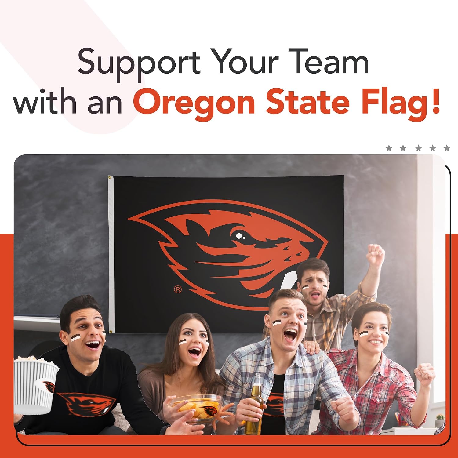 Oregon State Beavers College Sports Printed Flag - NCAA Licensed (Black, Orange, 5' x 8')