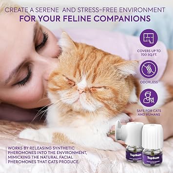 TopSum Cat Calming Plug-in: Premium Cat Pheromone Diffuser - Cat Plug In Calmer - Pet Calming Plug In - Promotes Relaxation & Well-Being (3 Pack New)