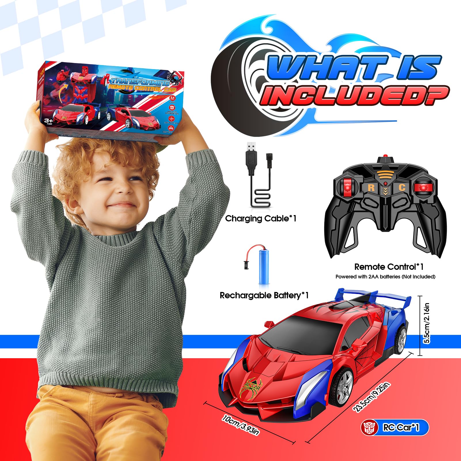Braxel Coche Teledirigido Niños 3 4 5 6 7 8 Años, 2.4GHz Transforming RC Juguetes Monster Truck Regalo Niño 3-12 Años, Coche RC Robot Regalos para Niños de Pascua 2026