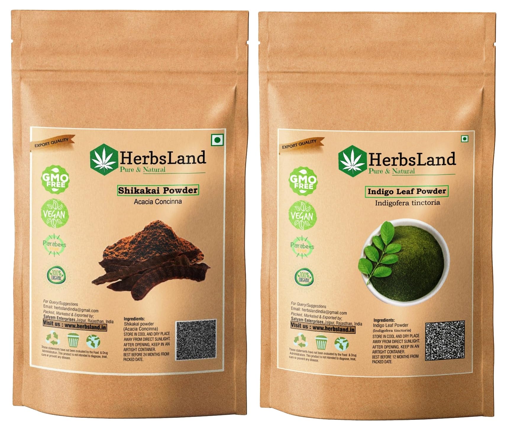 HerbsLand® Premium Shikakai and Indigo Leaf (Indigofera tinctoria) powder for Hair Care (100gm Each) (pack of 2) (200gm)-picture-22