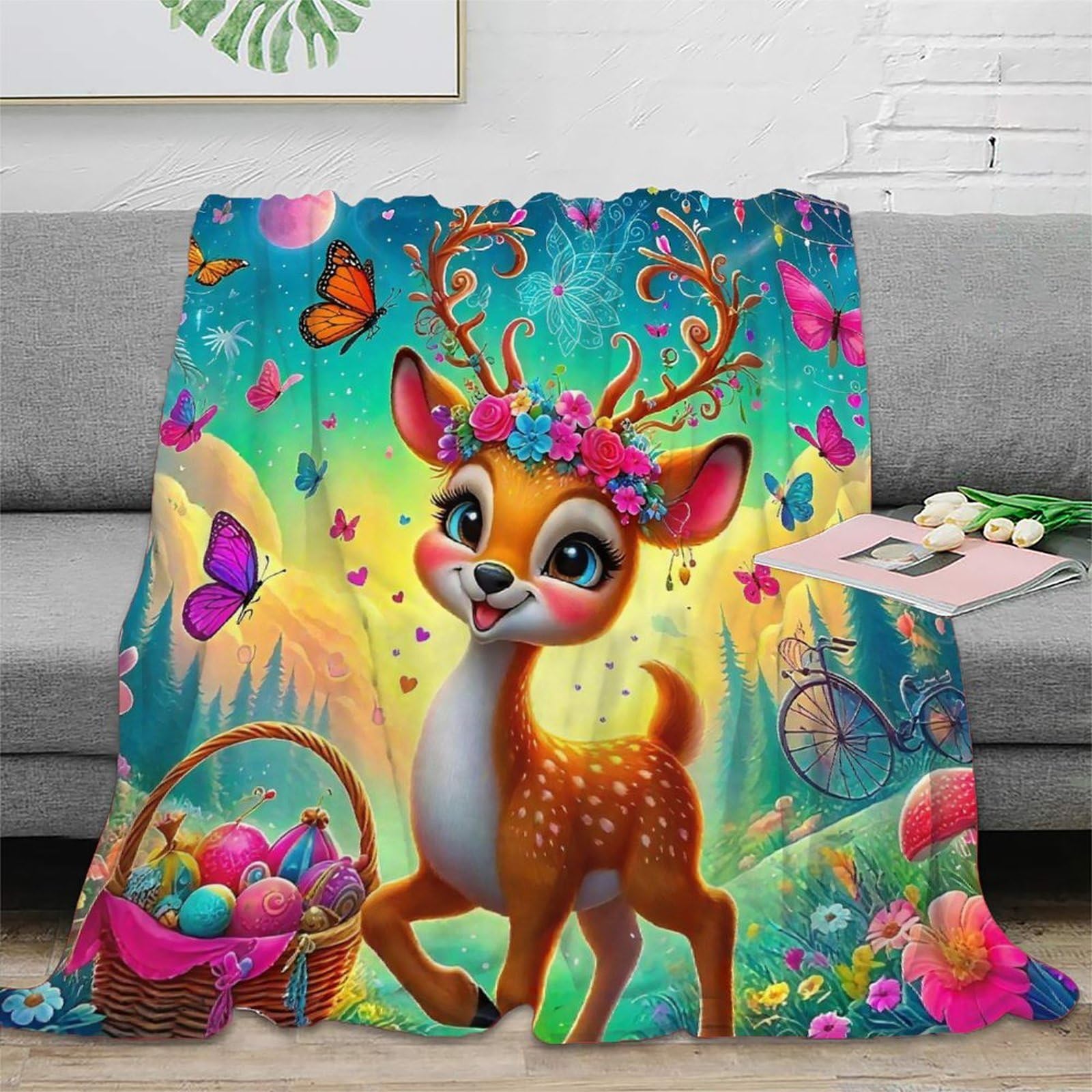 Couverture cerf 3D, cadeau idéal en peluche douce pour adulte