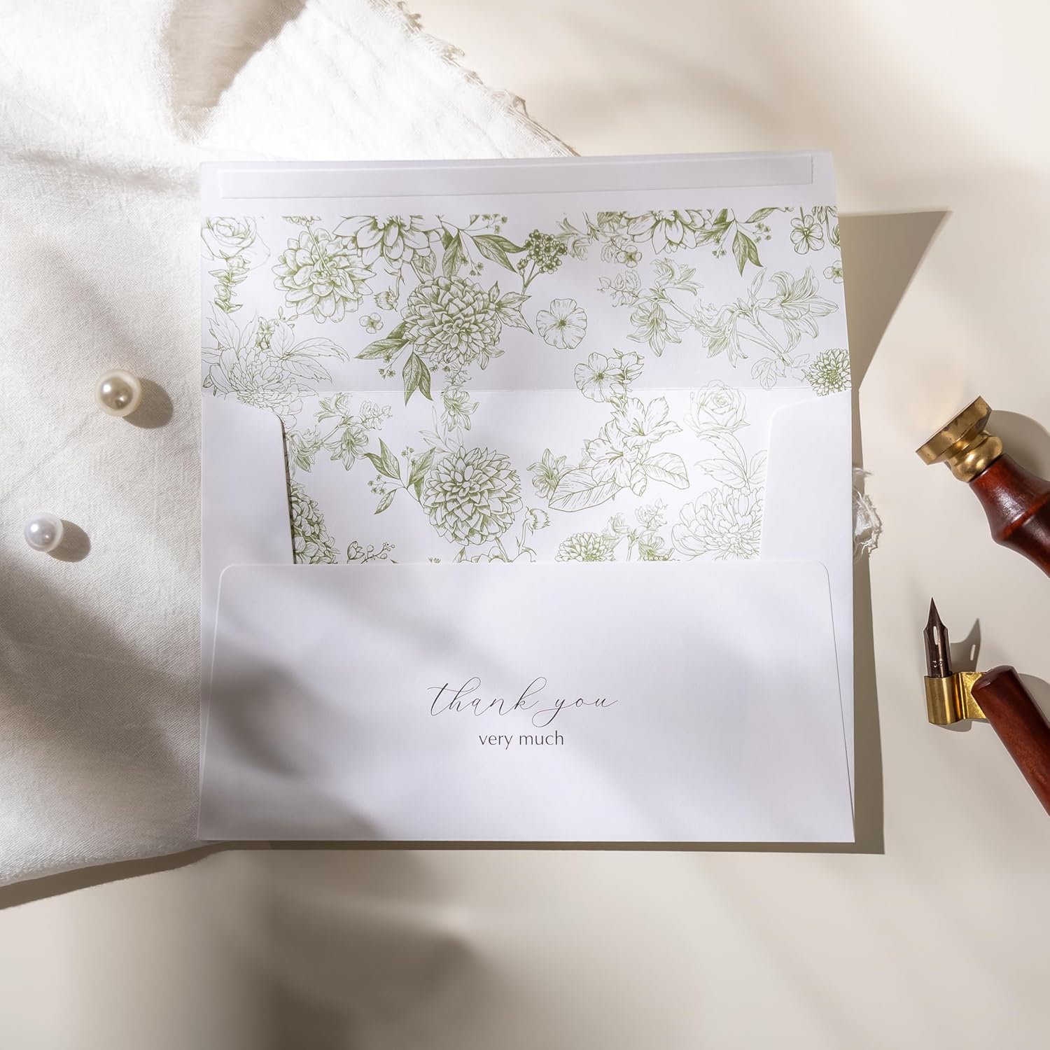 Crisky Beyond Grateful Thank You Cards with Envelopes Bulk, 50 Pack Green Floral Thank You Notes with Envelopes Set for Bridal Shower, Wedding Engagement, Baby Shower, Graduation, Birthday - Image 6