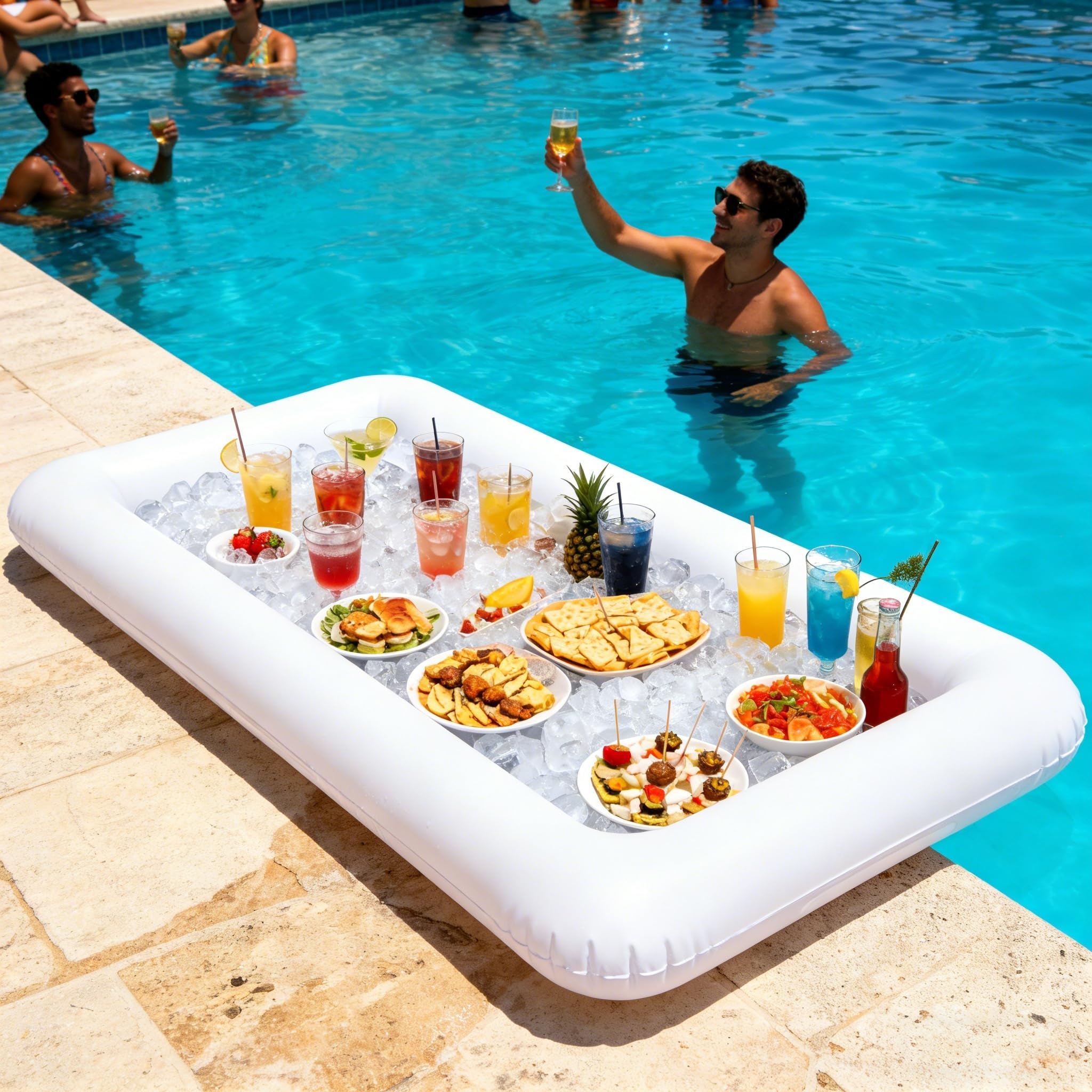 HBlife Barra di servizio gonfiabile con copertura per ombrello in rete jumbo, set di forniture per feste per picnic, barbecue, riunioni all'aperto, 2 refrigeratori gonfiabili, 2 grandi tende per