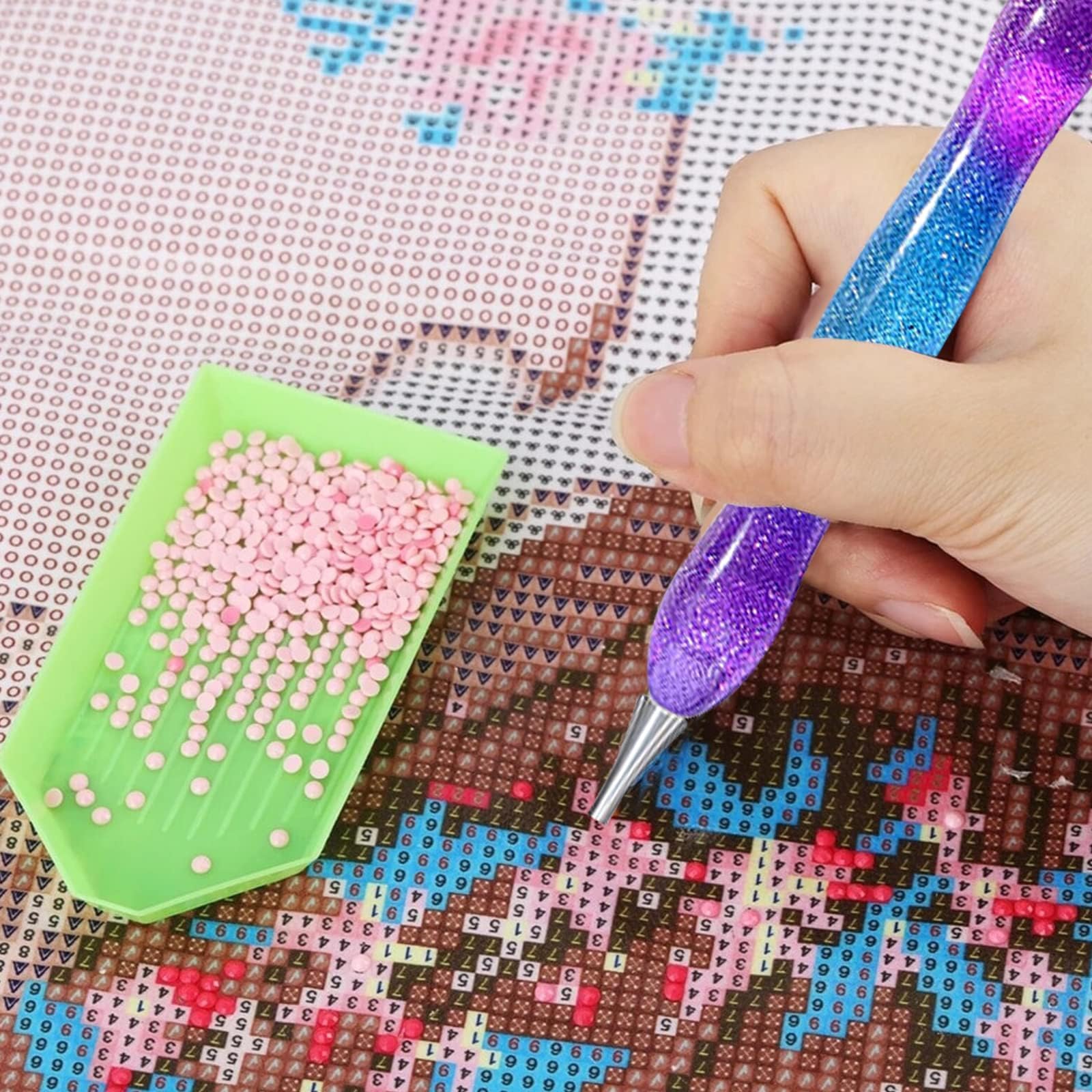 Stylo Diamant Résine Phosphorescent 5D Avec 6 Forets - Kit Peinture Diamant Pour Adultes Enfants