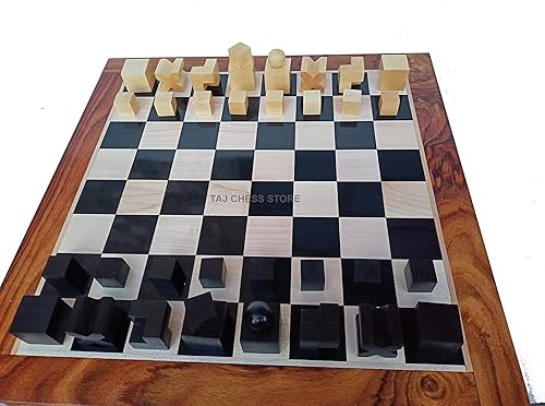 Miniatura 6 de Juego de ajedrez modelo Bauhaus Mid Century Tournament | Ajedrez de madera con tablero de ajedrez de madera de ébano de 17 pulgadas con bordes de