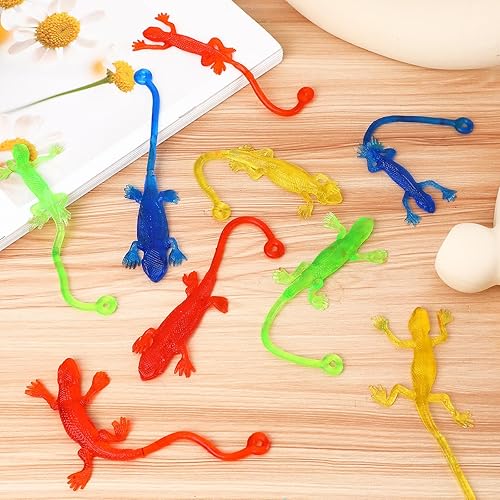 Miniatura 7 de PATKAW Juguete de lagarto adhesivo 24 piezas de juguetes divertidos de Geckos pegajosos para niños, lagartos elásticos, manos de gecko, figuras de