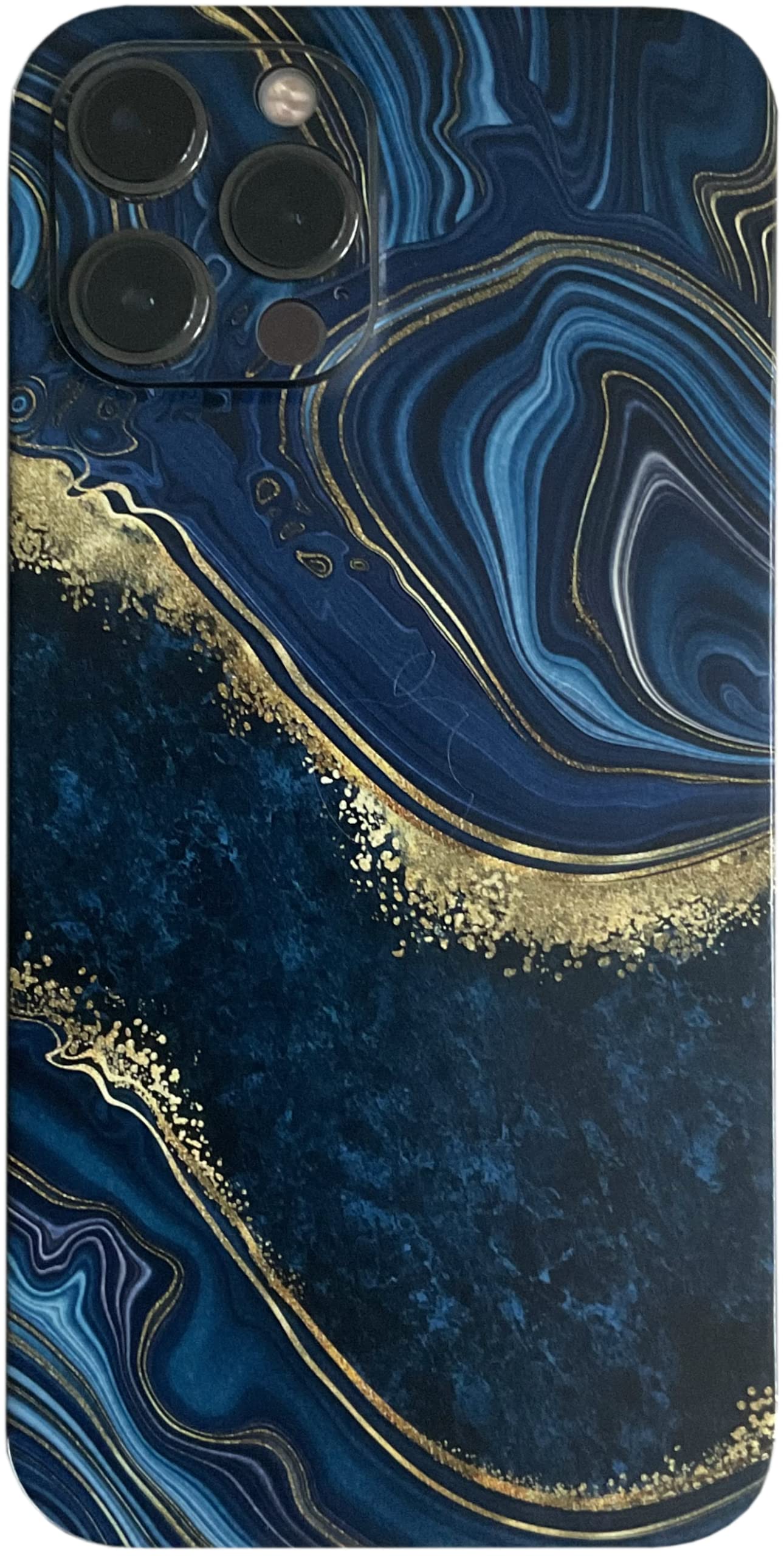 iPhone 12 Skin (2X Stück) Schutzfolie für die Rückseite und Seiten in edler Optik inkl. Kameraschutz Schutz vor Kratzern (Luxury Blue)