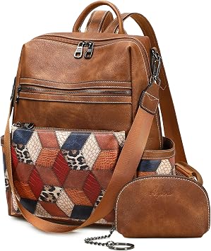 AGLOD Leather Backpack Purse for Women Designer Ladies Shoulder Bag Fashion Faux Work Travel Handbags