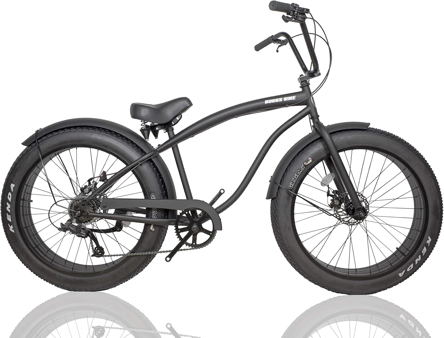 Amazon 極太タイヤ ファットバイク Fat Bike 泥除けフェンダー仕様 26インチ シマノ7段変速ギア搭載モデル マットブラック Buggs クルーザー自転車 Amazon 極太タイヤ ファットバイク Fat Bike 泥除けフェンダー仕様 26インチ シマノ7段変速ギア搭載モデル マットブラック Buggs クルーザー自転車